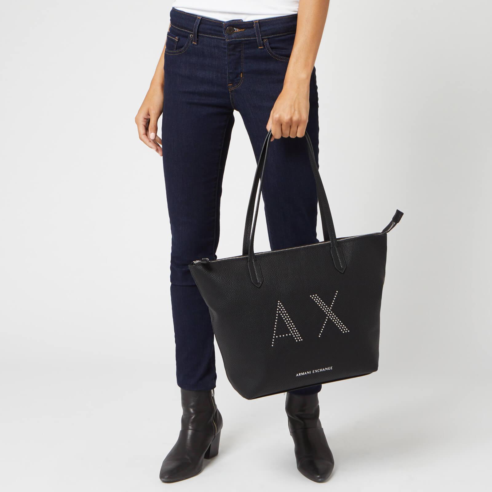 Armani Exchange Black Shopper Bag With Studded Logo | Lyst