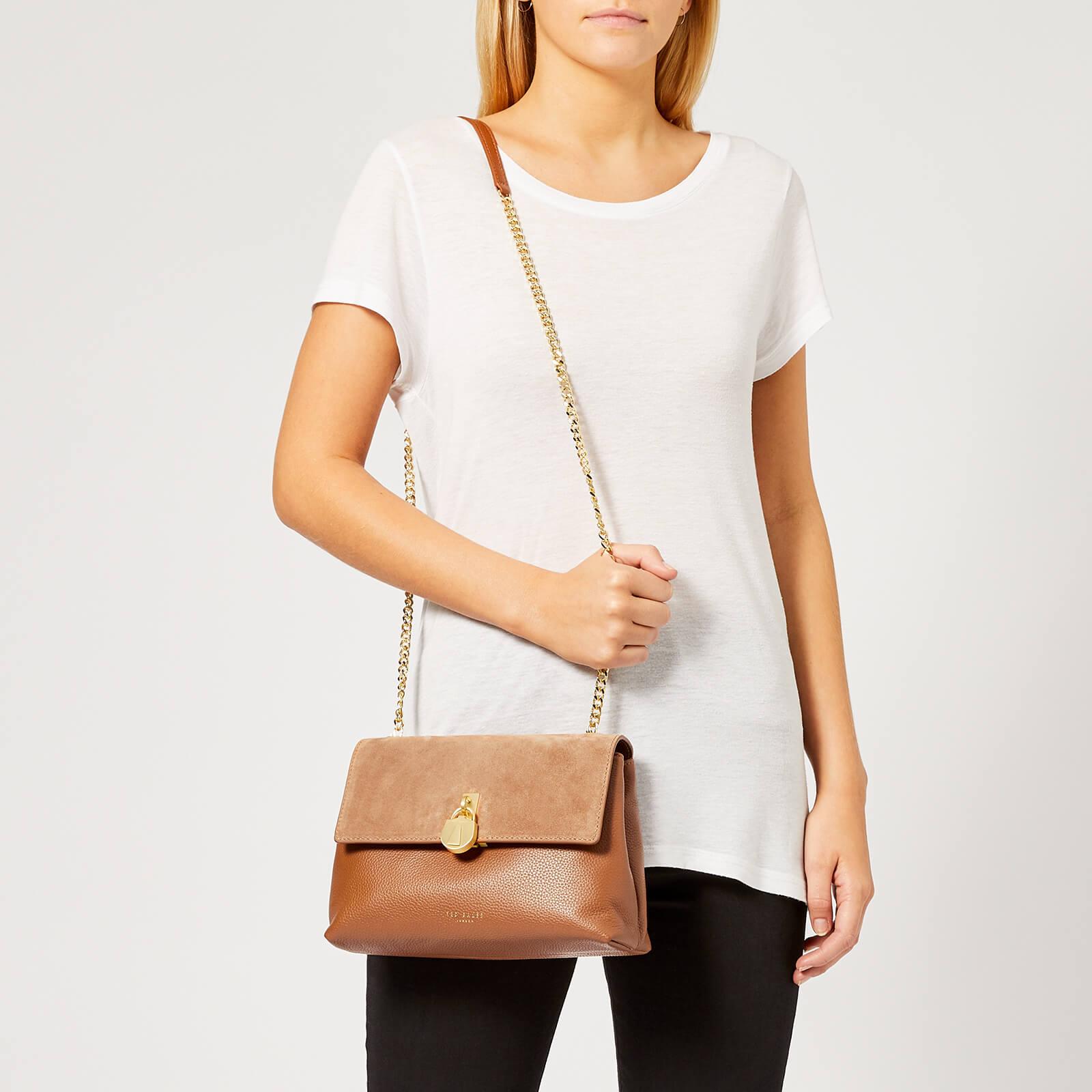 Ted Baker Suede Padlock Cross Body Bag in Brown | Lyst