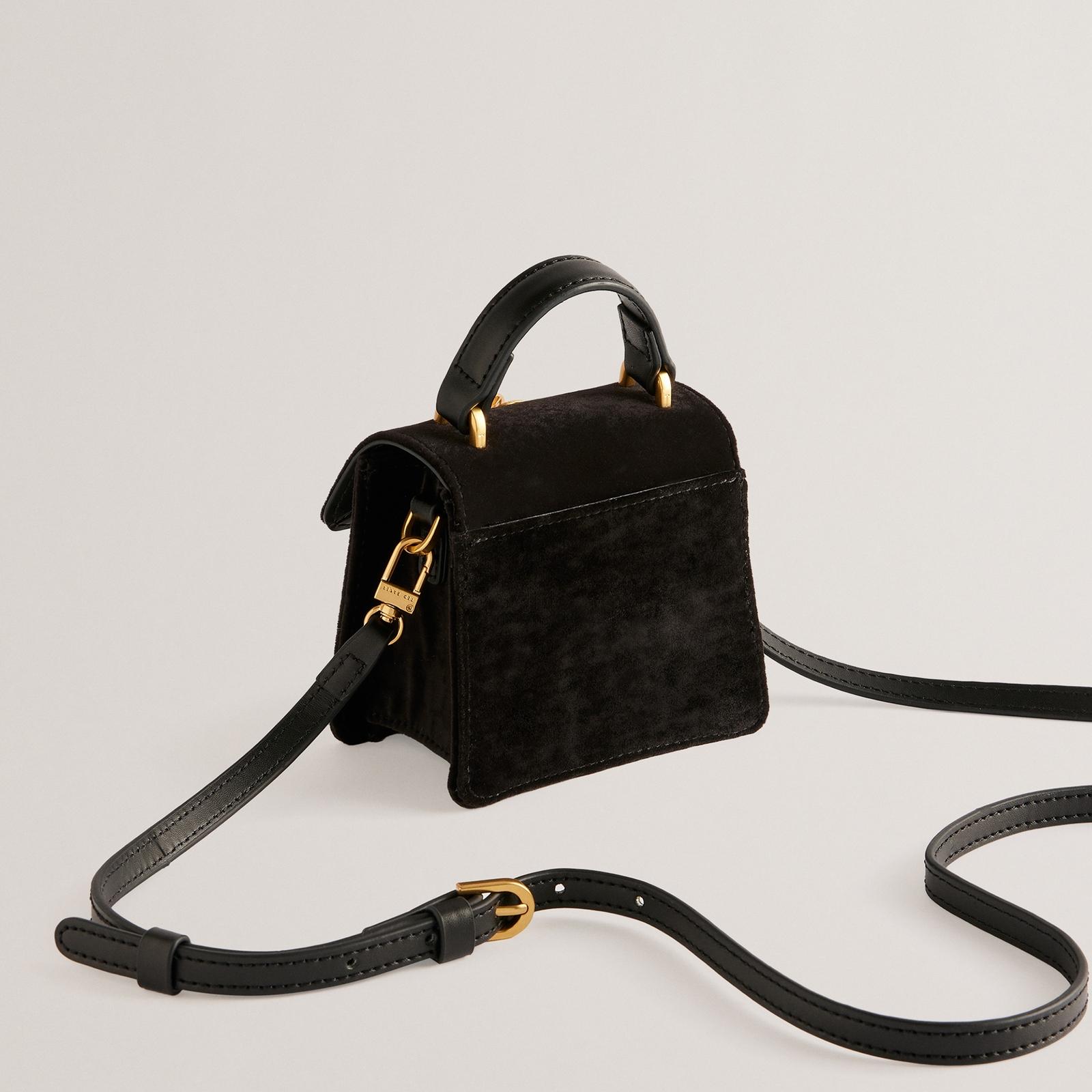 2WAY【TED BAKER】Rosiya ベルベット ハンド ショルダー ローズ Ted Baker Rosiya Velvet Rose Mini Bag in Black | Lyst