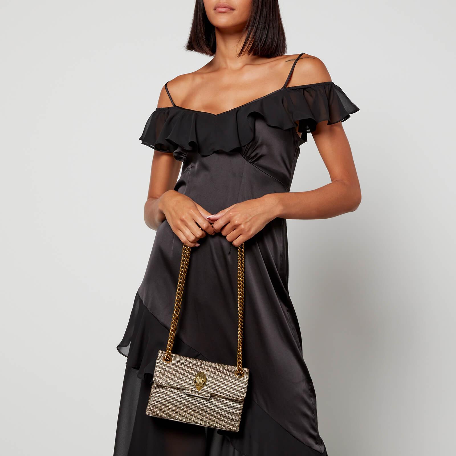 Kurt Geiger Crystal-embellished Fabric Mini Kensington V Bag in Natural |  Lyst