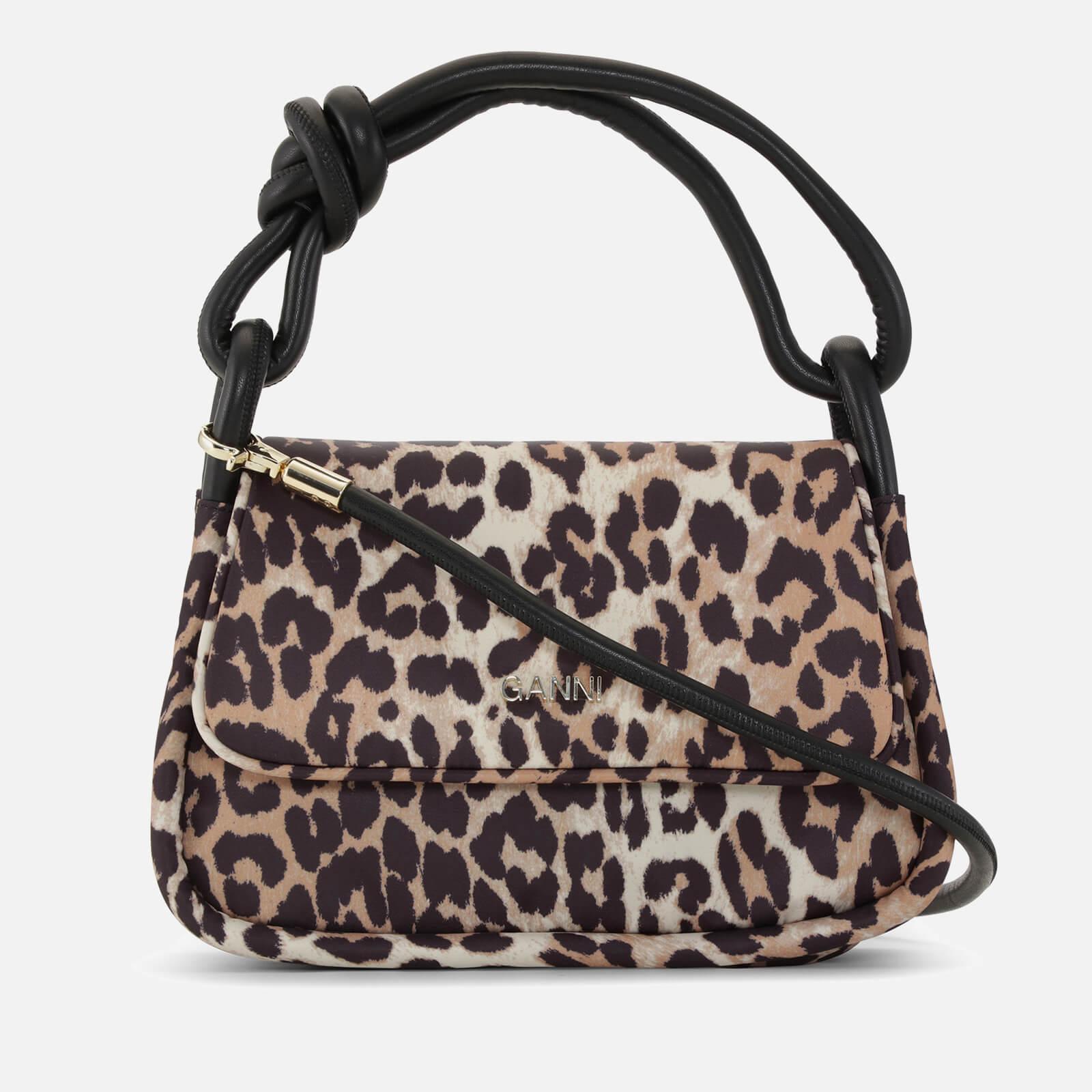Ganni Knot Leopard-print Nylon Bag in Black | Lyst