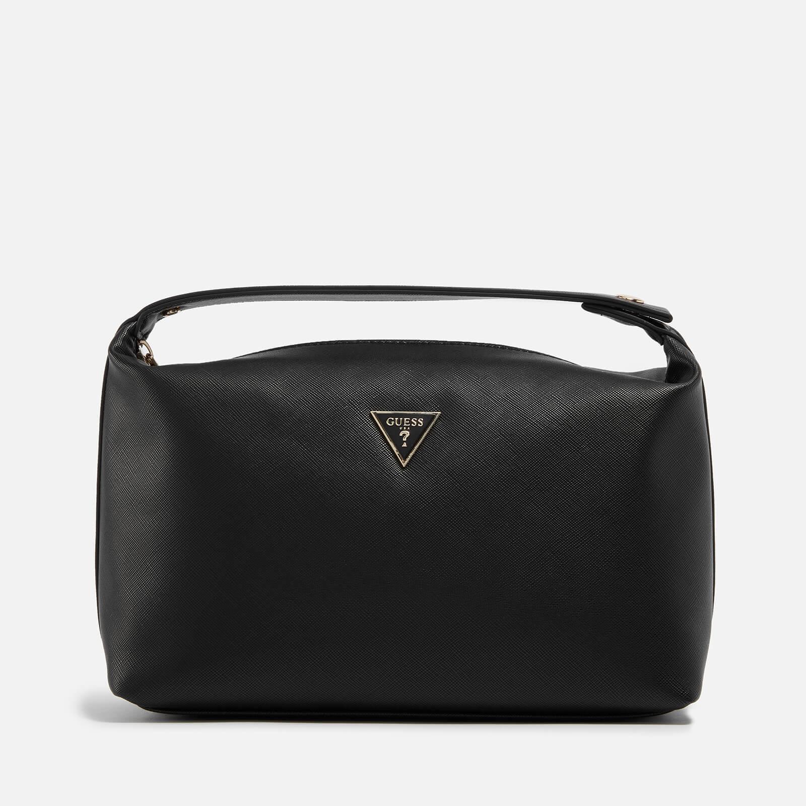 Guess Strap Faux Leather Beauty Bag in Black | Lyst