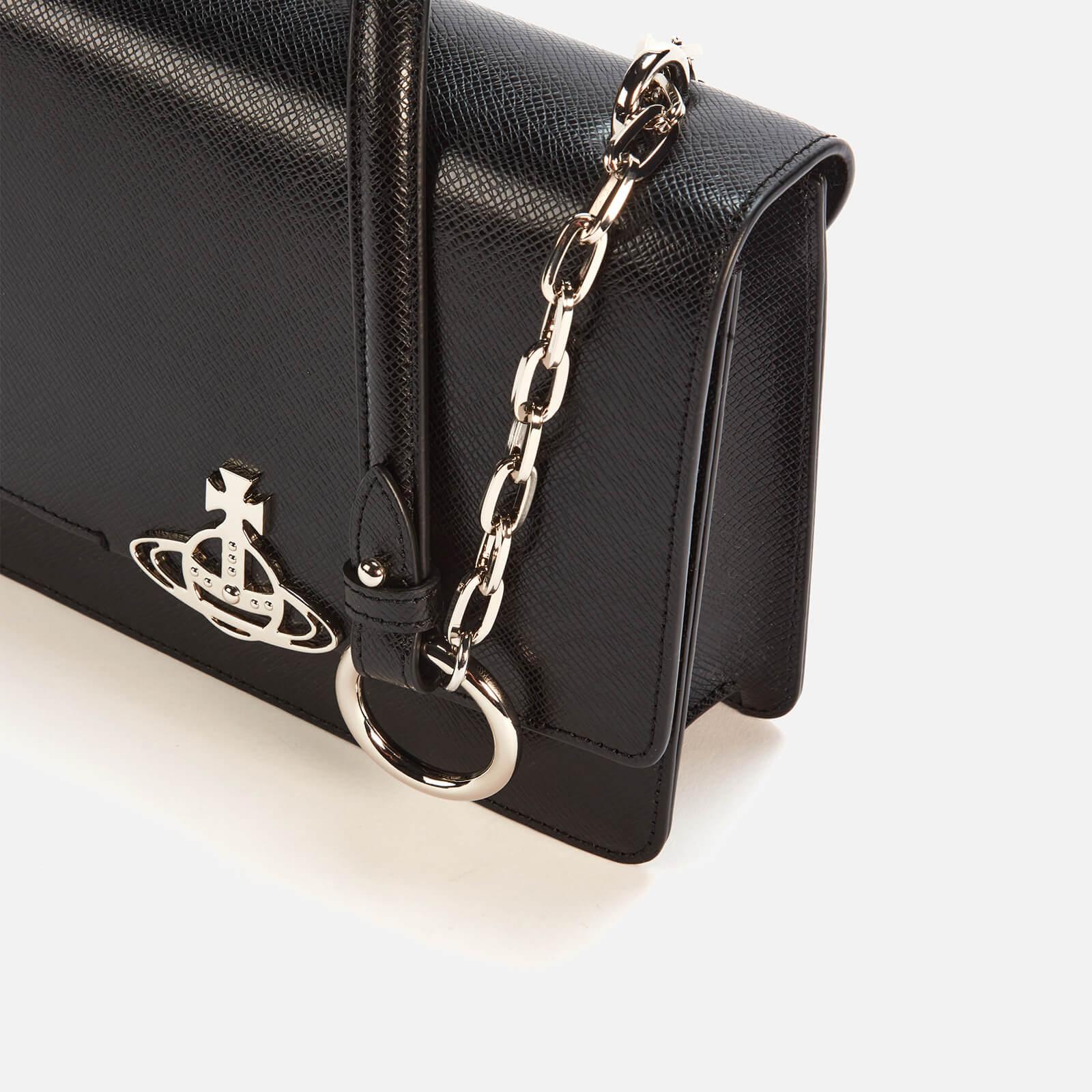 Vivienne Westwood Leather Debbie Medium Bag With Flap in Black 