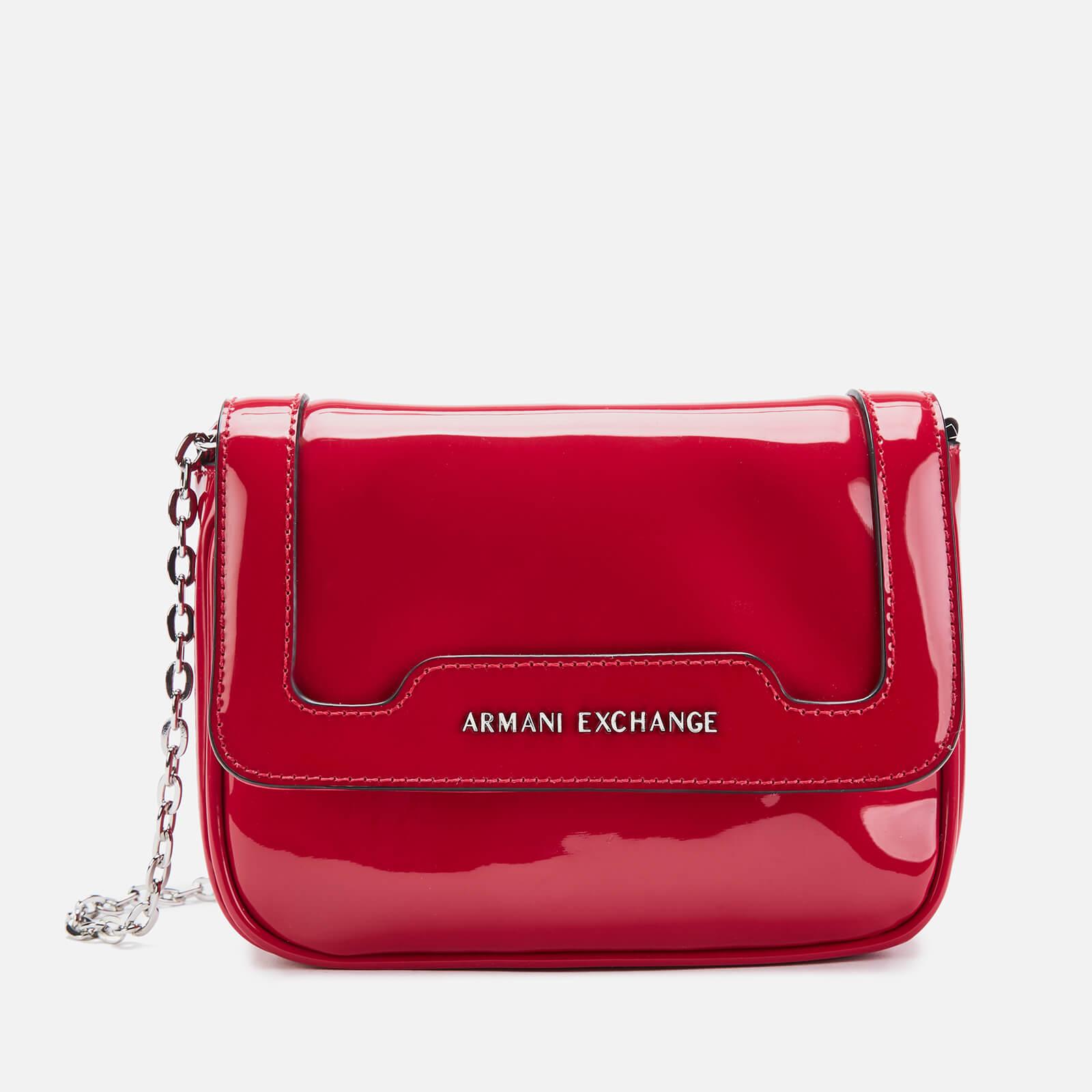 Armani Exchange Patent Small Cross Body Bag in Red - Lyst