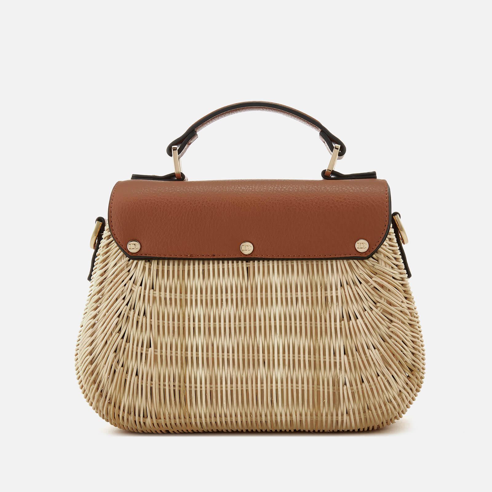 Dune Wicker Bag With Leather Flap in Brown - Lyst