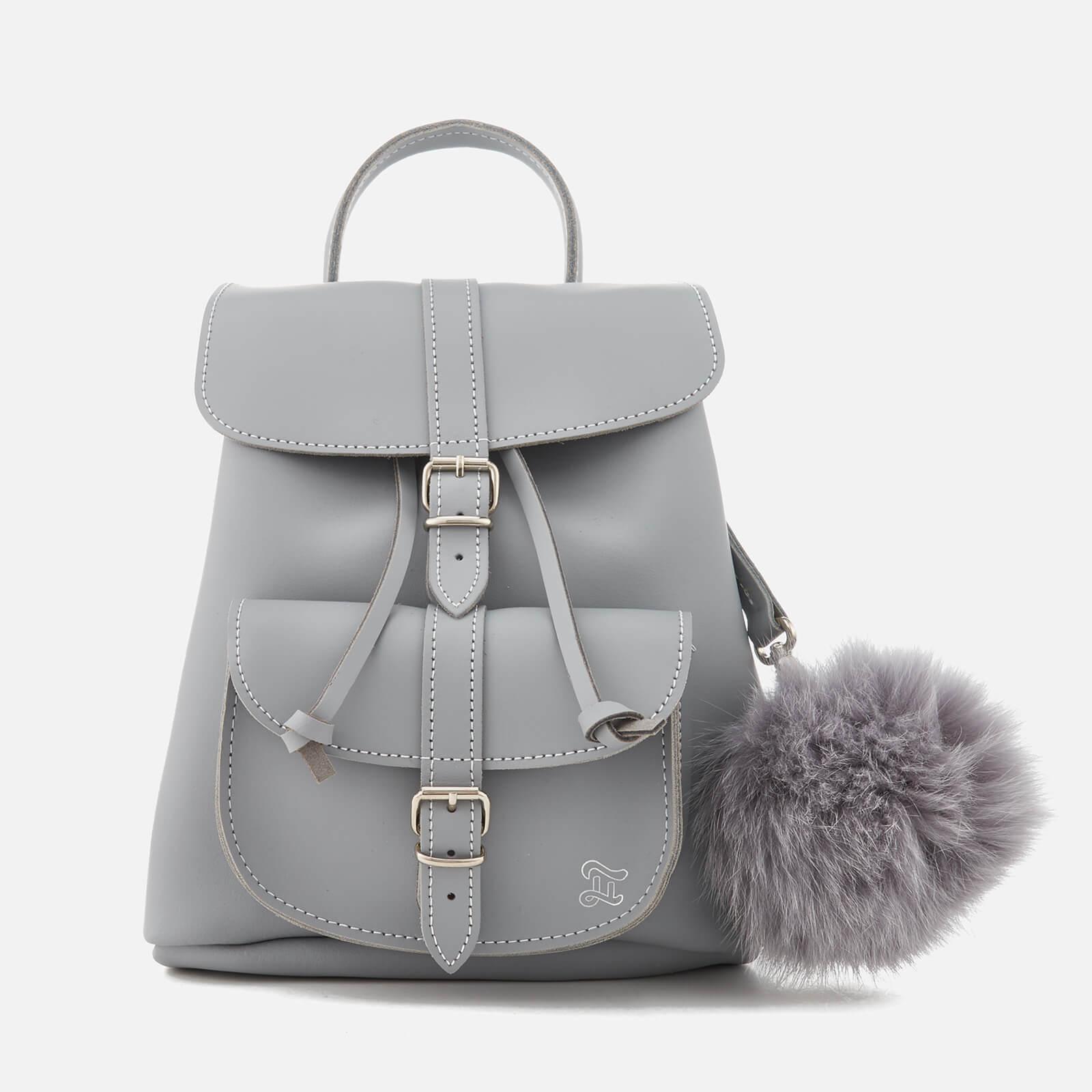 grey leather rucksack womens