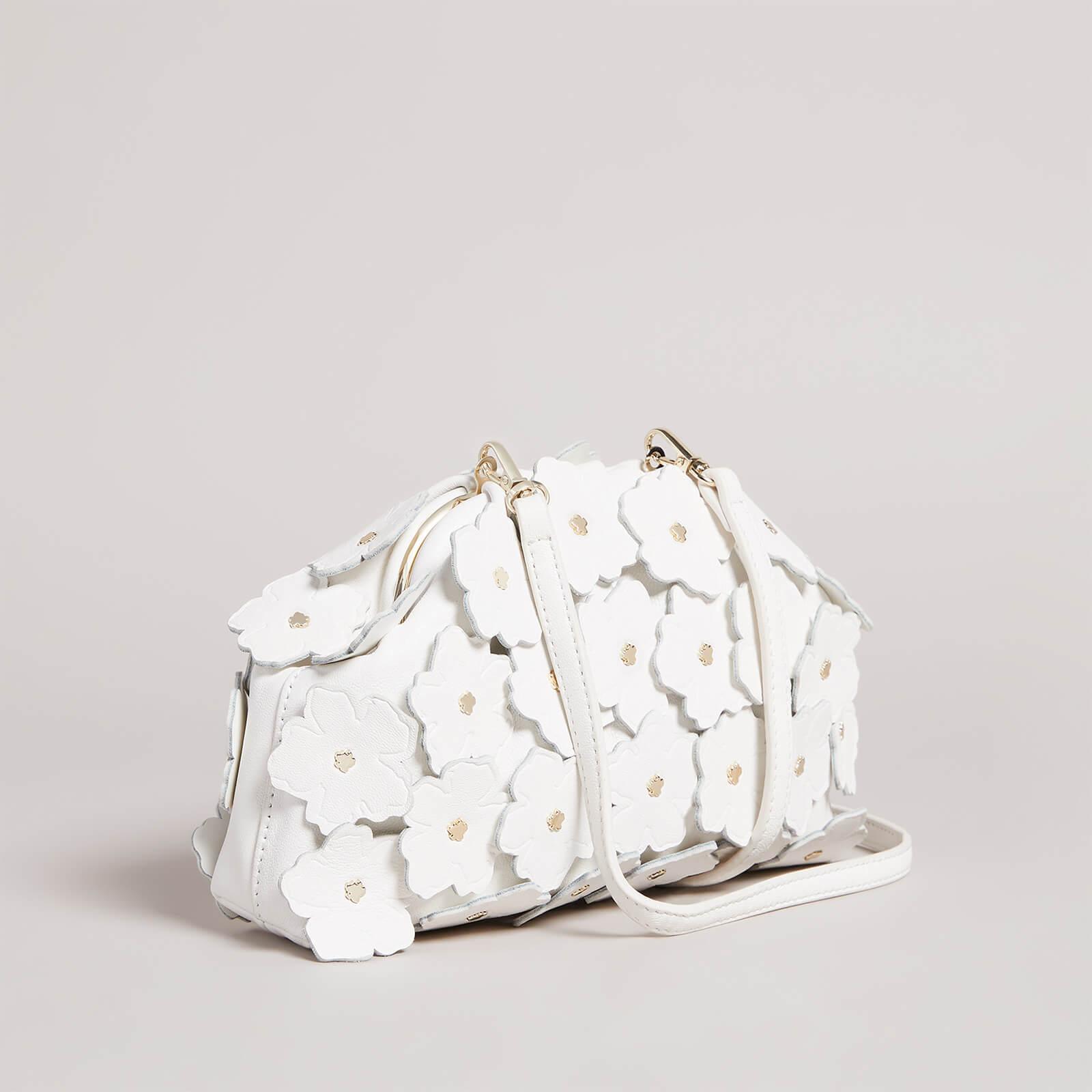 Ted Baker Floriah Floral-appliquéd Leather Clutch Bag in White
