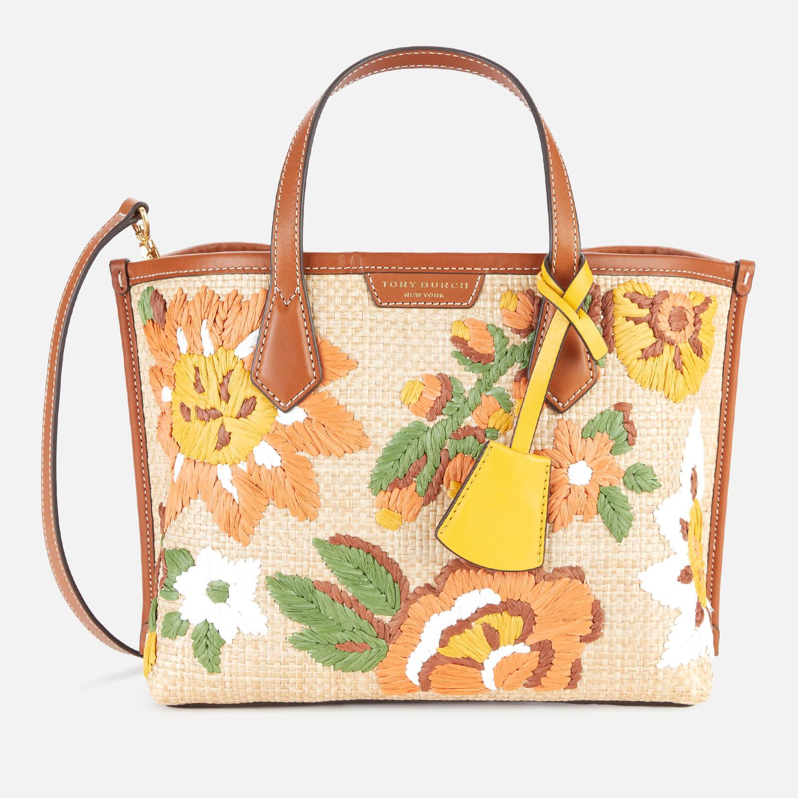 Tory Burch Perry Straw Embroidered Tote Bag in Brown | Lyst