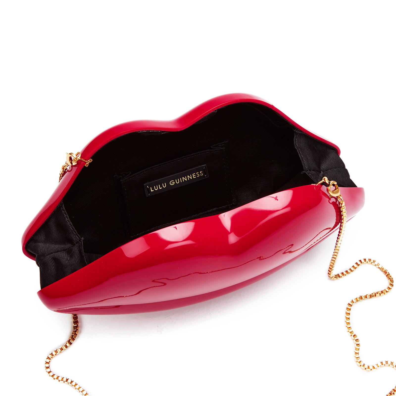 Lulu Guinness Leather Large Perspex Lips Clutch Bag in Red - Lyst