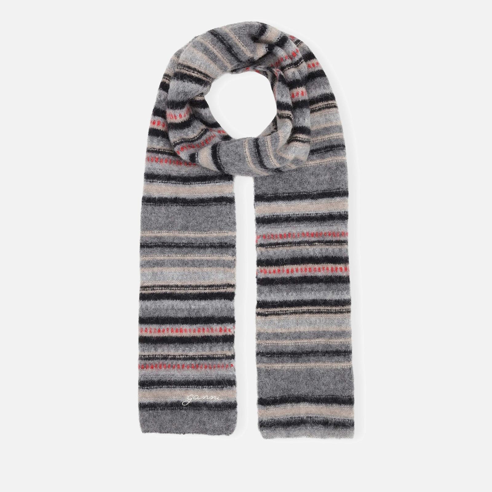 関税送料込♪Ganni/Striped Soft Wool Scarf Black Ganni Striped Soft Wool Scarf Black | END. (US)