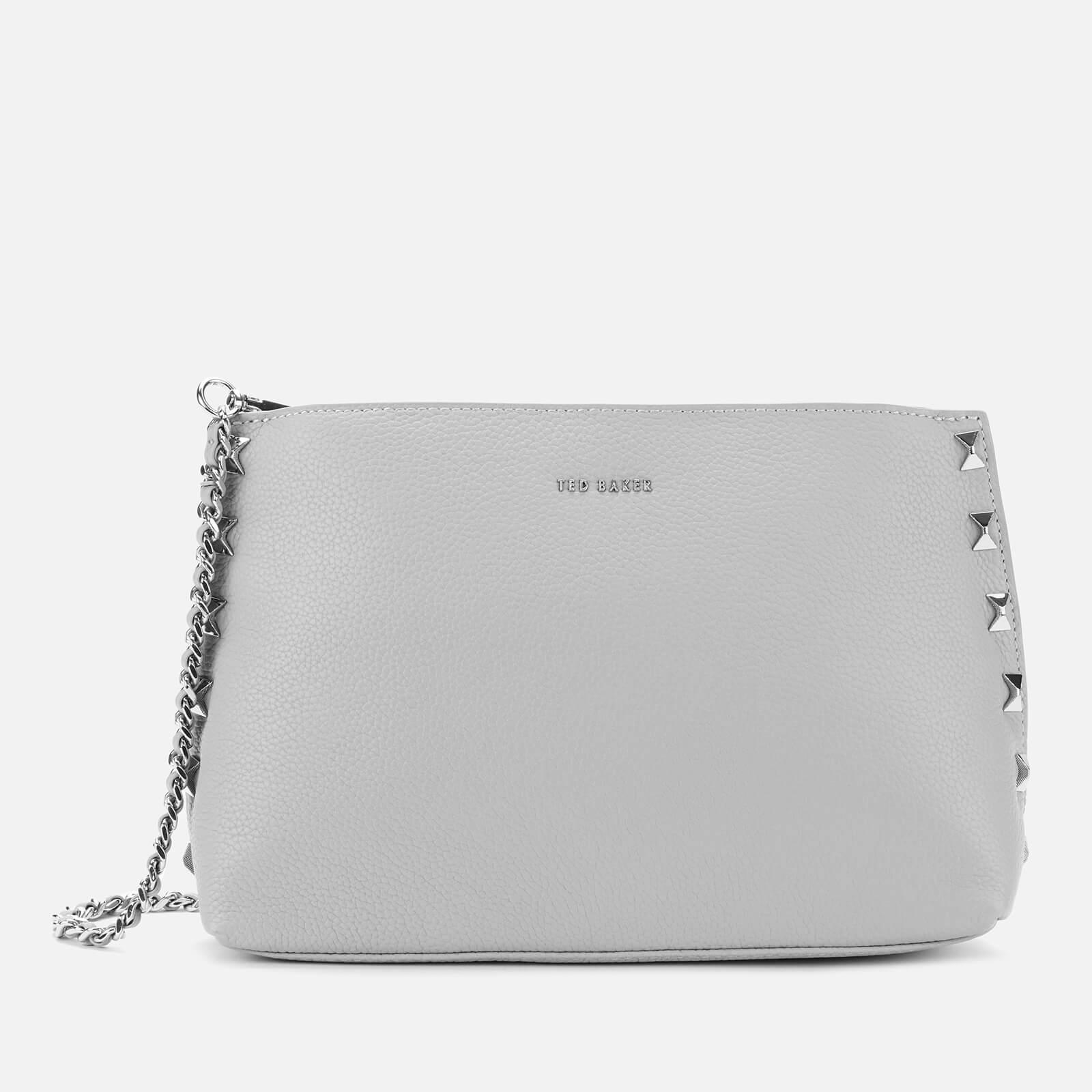 Ted Baker Leather Jemira Bow Stud Clutch Bag -light Grey in Gray - Lyst