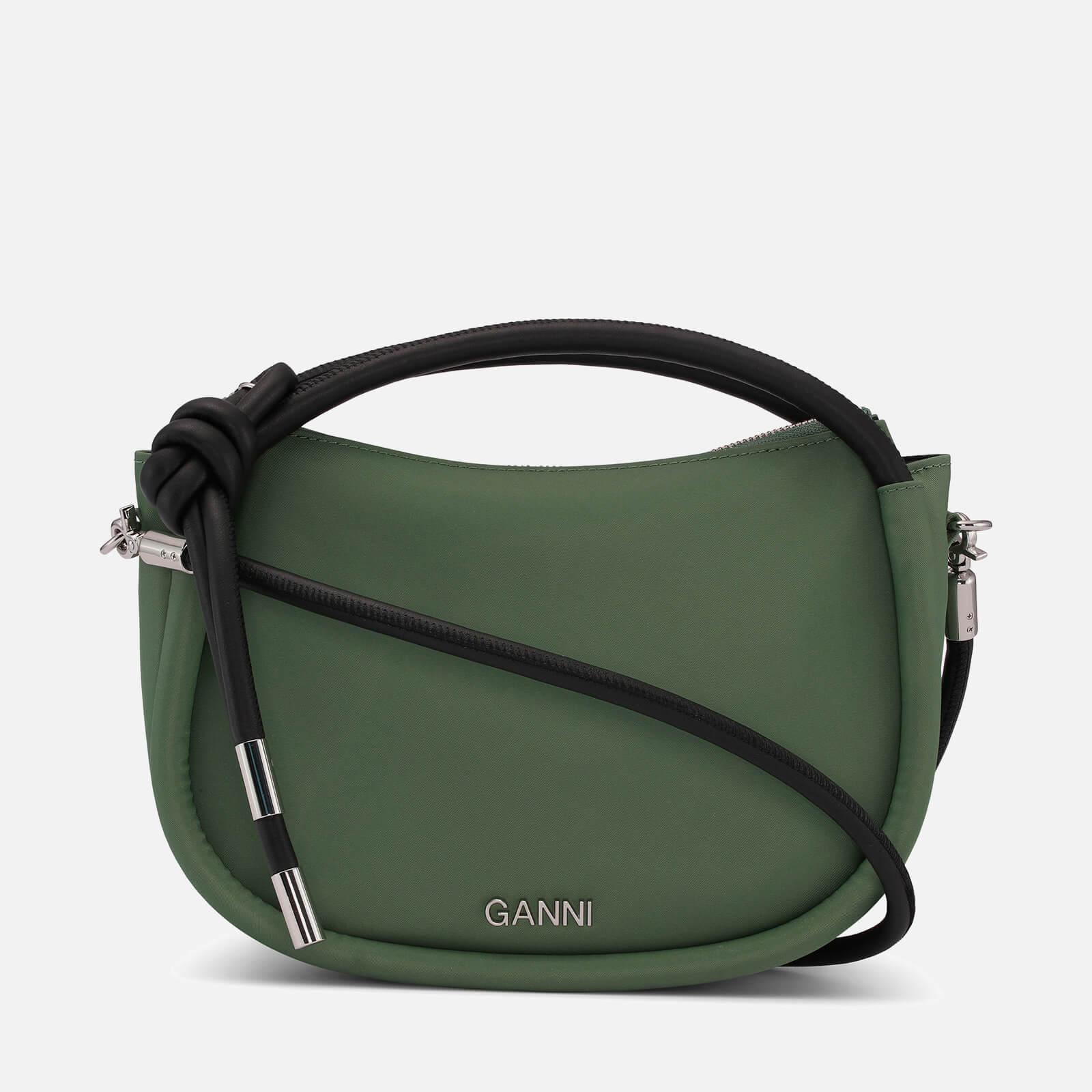 Ganni Mini Knot Leather-trimmed Recycled Shell Bag in Green | Lyst