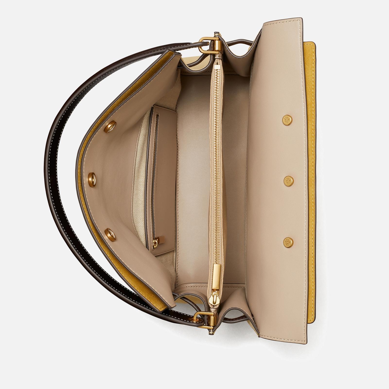 TORY BURCH Mud Leather Double Lee Radziwill Hand Bag