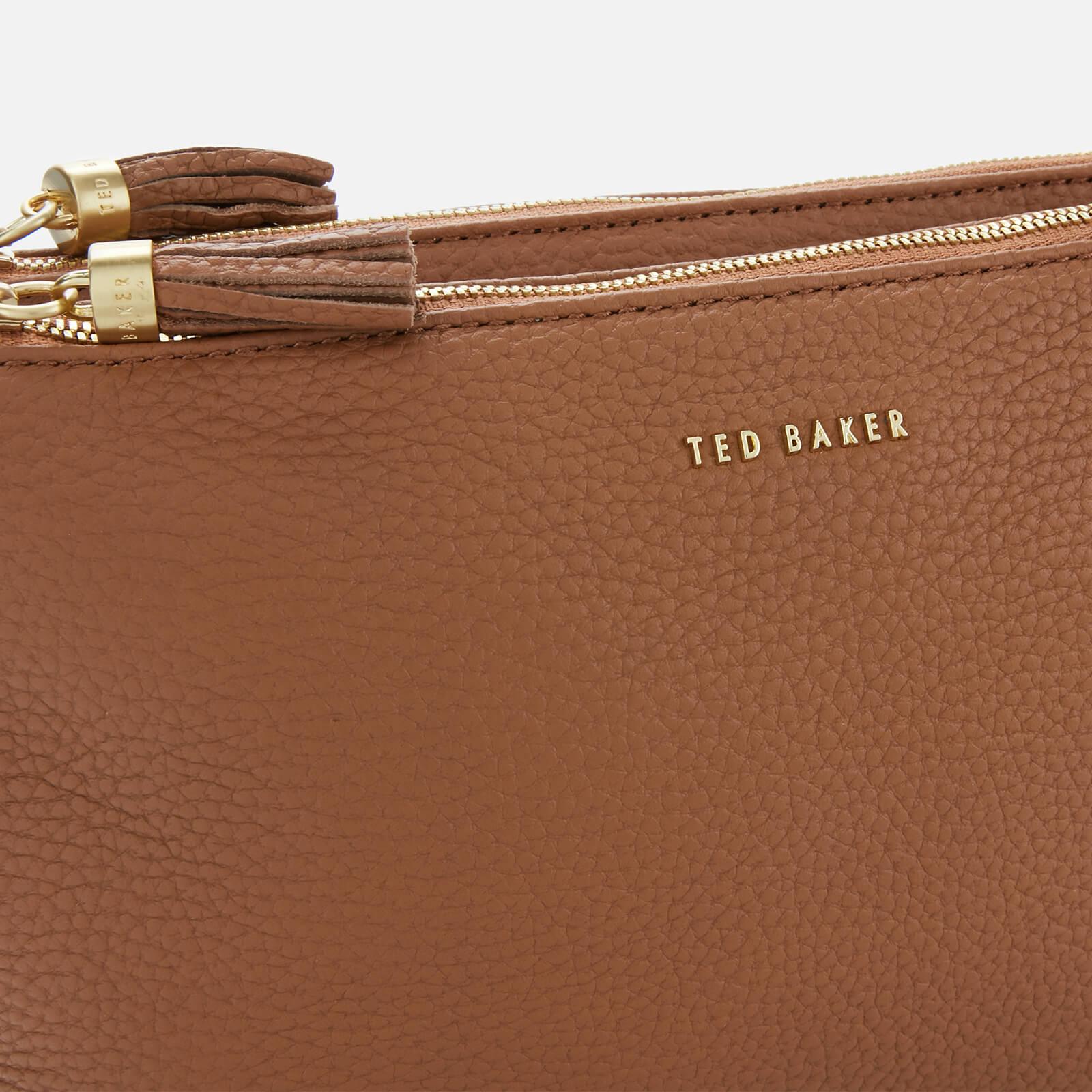 Ted Baker Tassel Leather Double Zip Cross Body Bag in Brown | Lyst