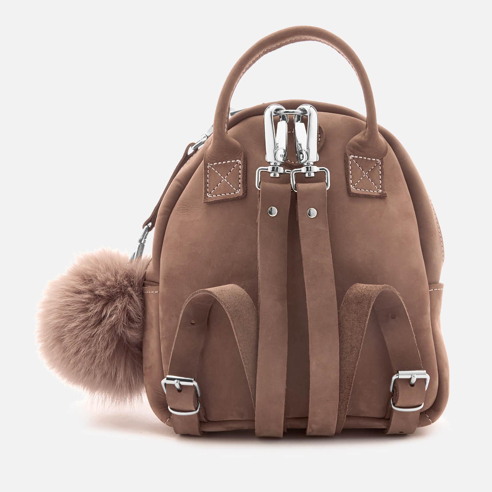 Grafea Leather Small Zippy Backpack With Pom Pom in Brown - Lyst