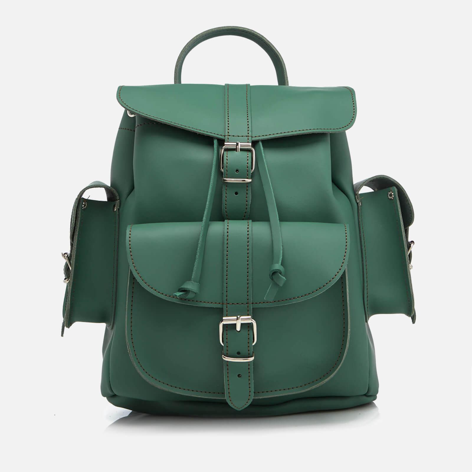 green leather rucksack