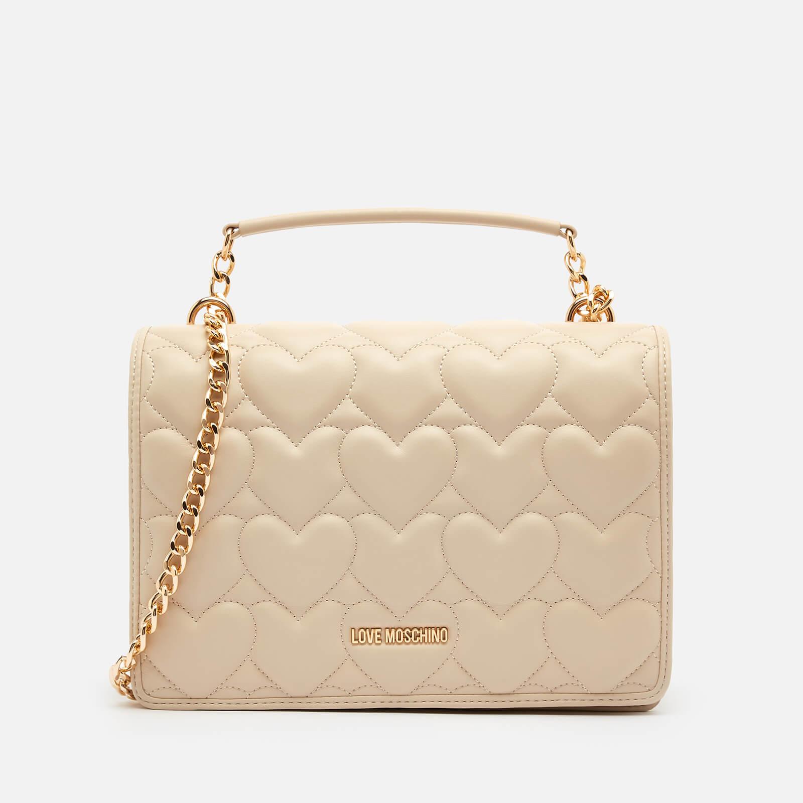 Love Moschino Heart Quilt Shoulder Bag in Natural