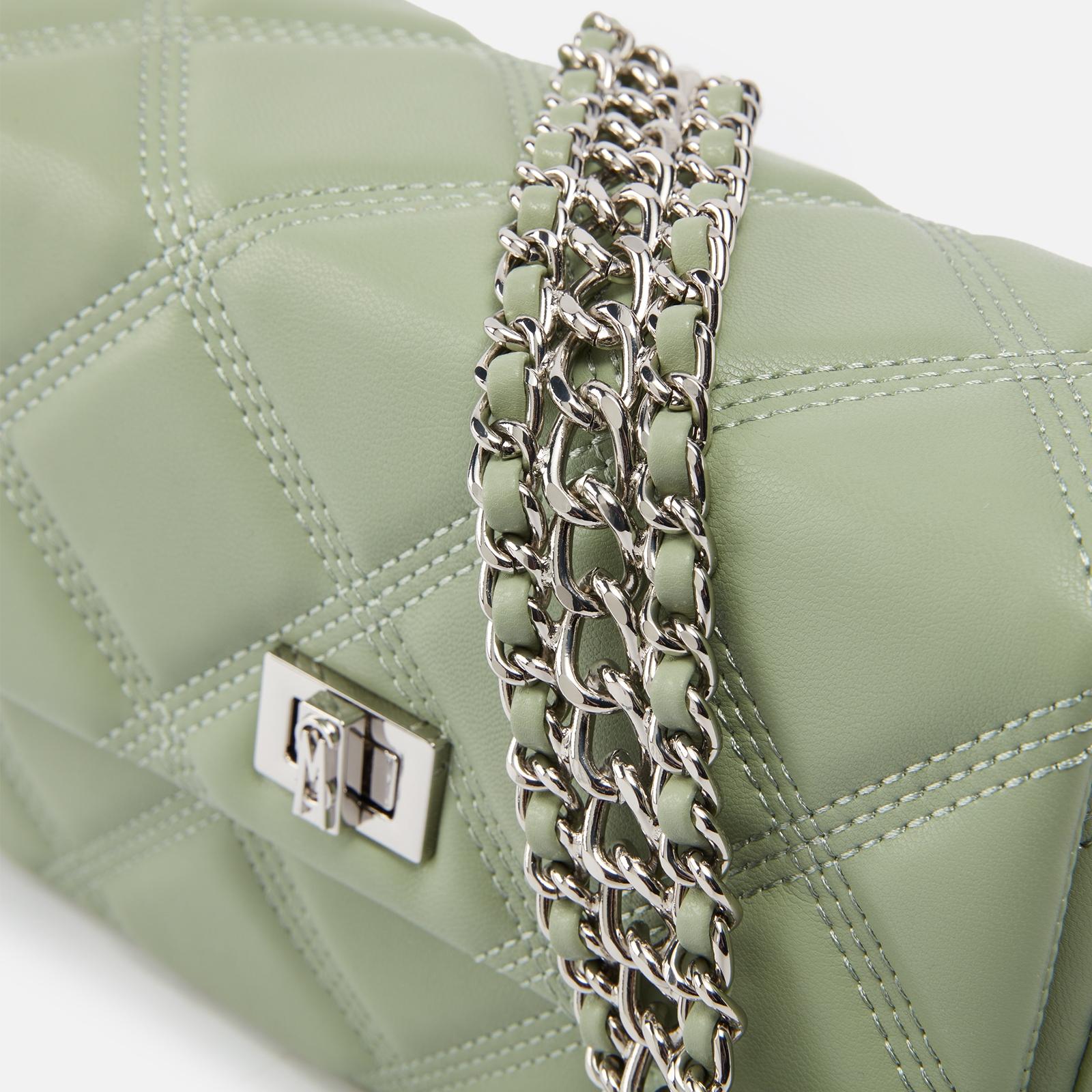 Steve Madden Brooney Quilted Faux Leather Shoulder Bag in Green 