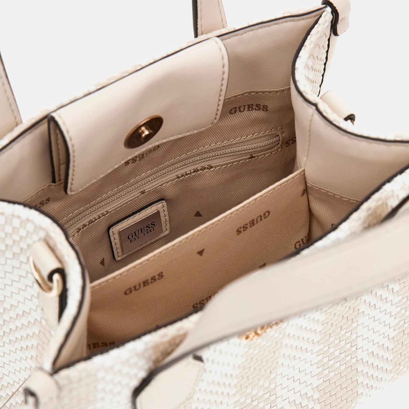 Guess Silvana Mini Faux Leather Tote Bag in White Lyst UK