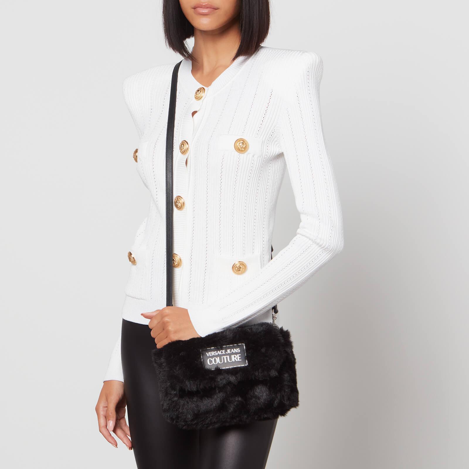 Versace Jeans Couture Faux Fur Shoulder Bag in Black | Lyst