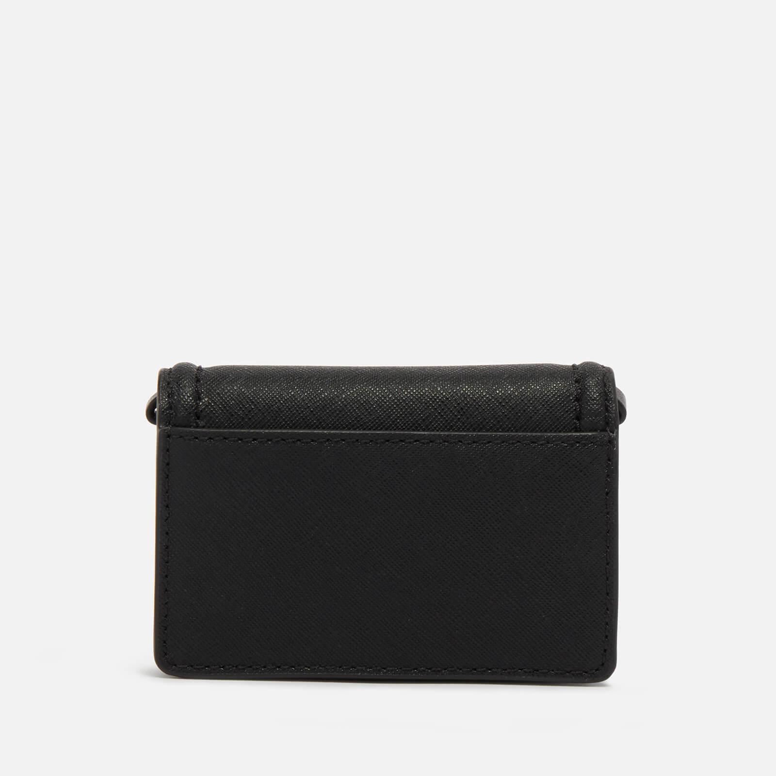 Small Saffiano Leather Envelope Crossbody Bag - Black