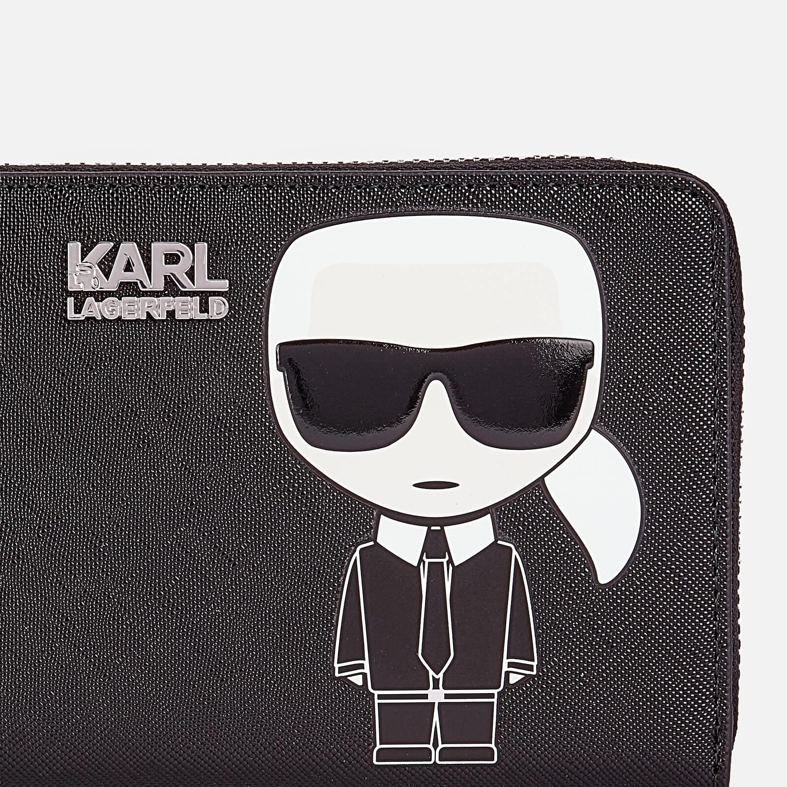 Karl Lagerfeld K/ikonik Cont Zip Wallet in Black - Lyst
