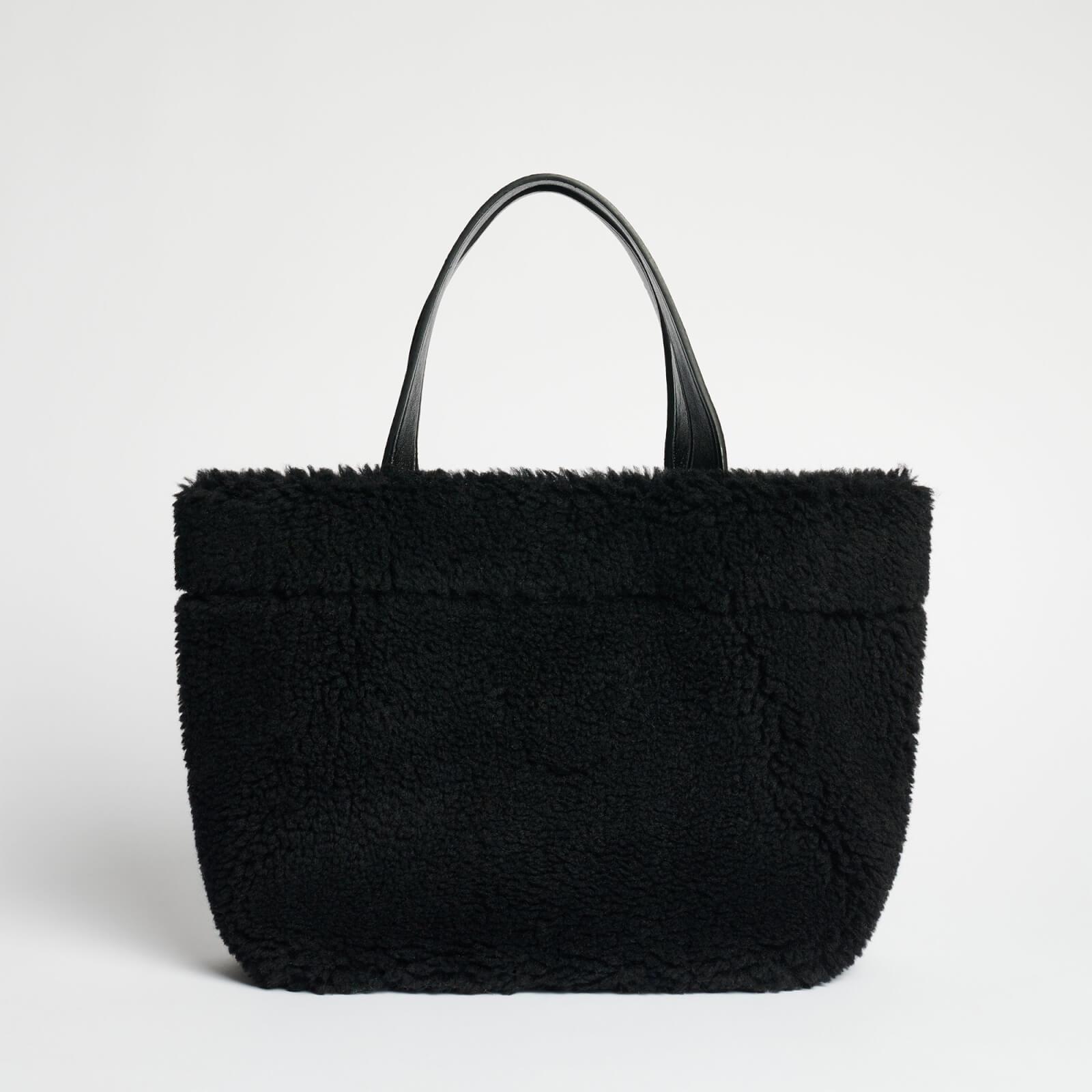 Stand Studio Large Faux Shearling Tote Bag in Black | Lyst UK