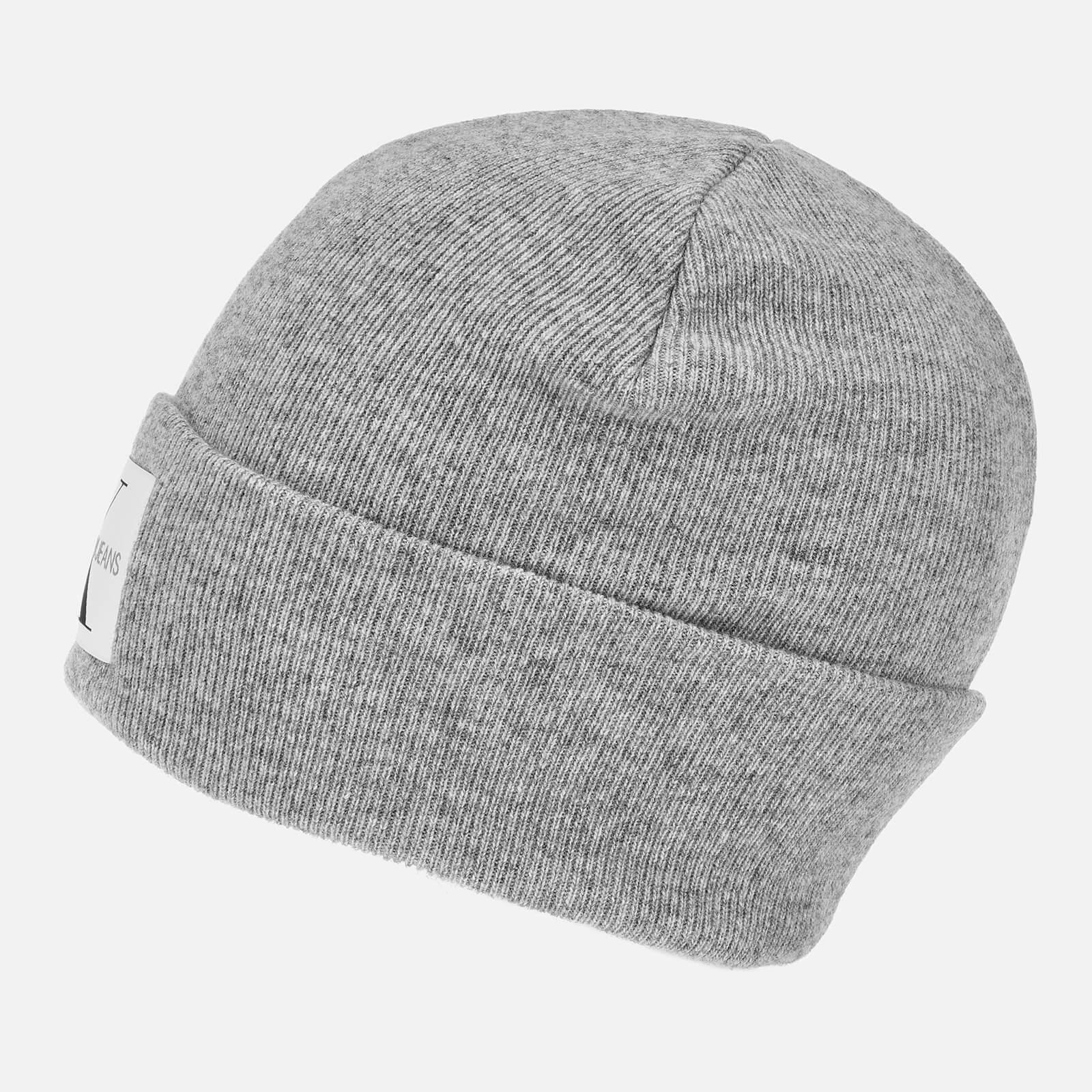 Calvin Klein Logo Patch Beanie in Grey 