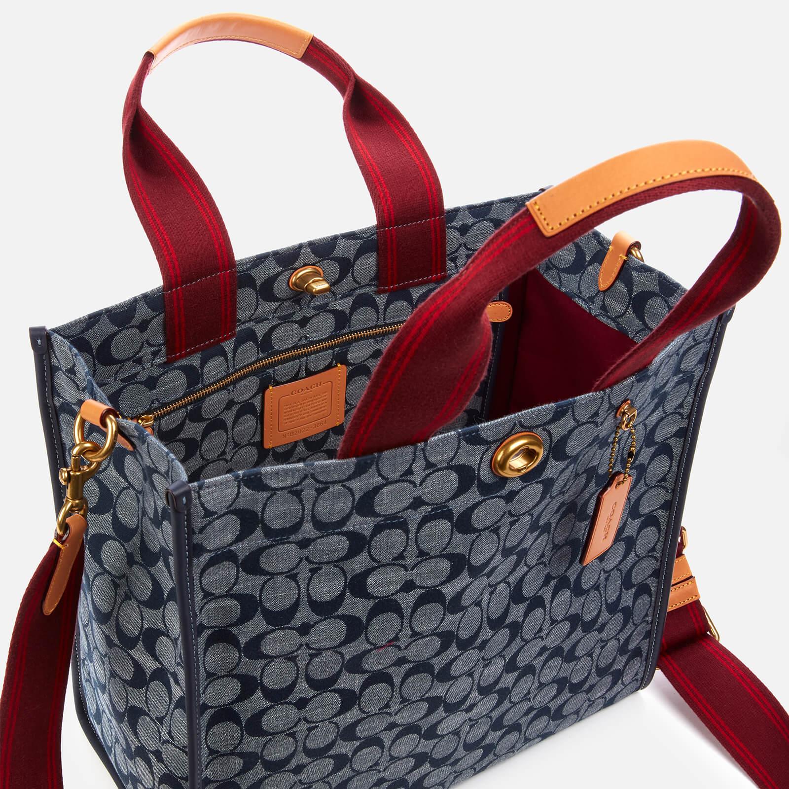 COACH Signature Chambray Canvas Tote Bag 34 in Blue | Lyst