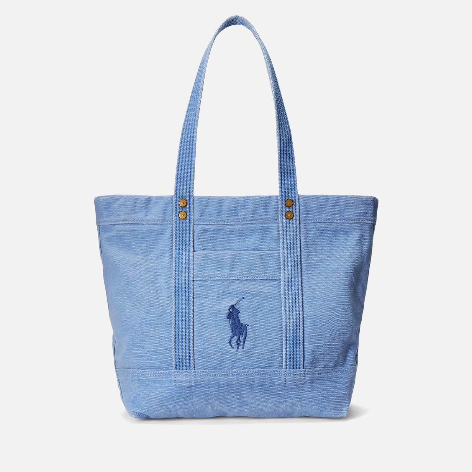 Polo Ralph Lauren Logo Cotton-twill Tote Bag in Blue | Lyst