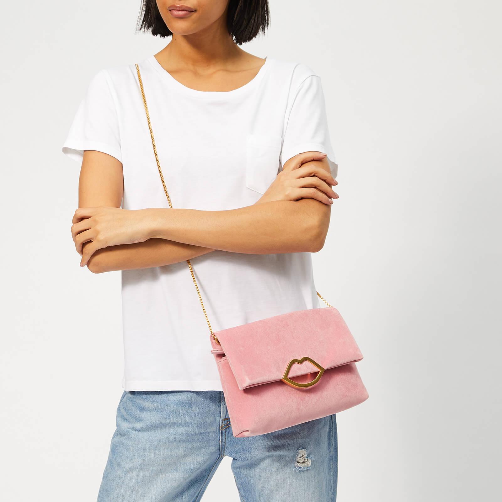 pink velvet clutch bag