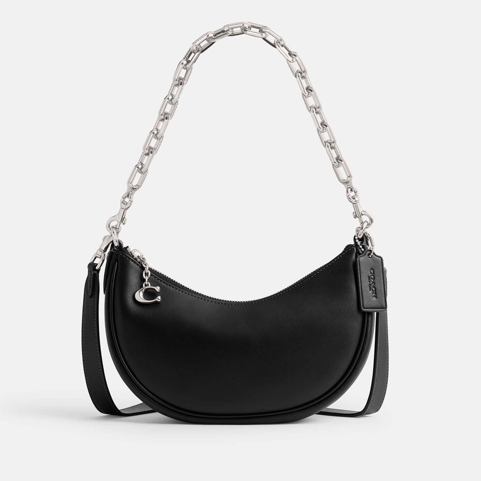 COACH Mira Crescent Glove Tanned Leather Shoulder Bag With Chain in Black