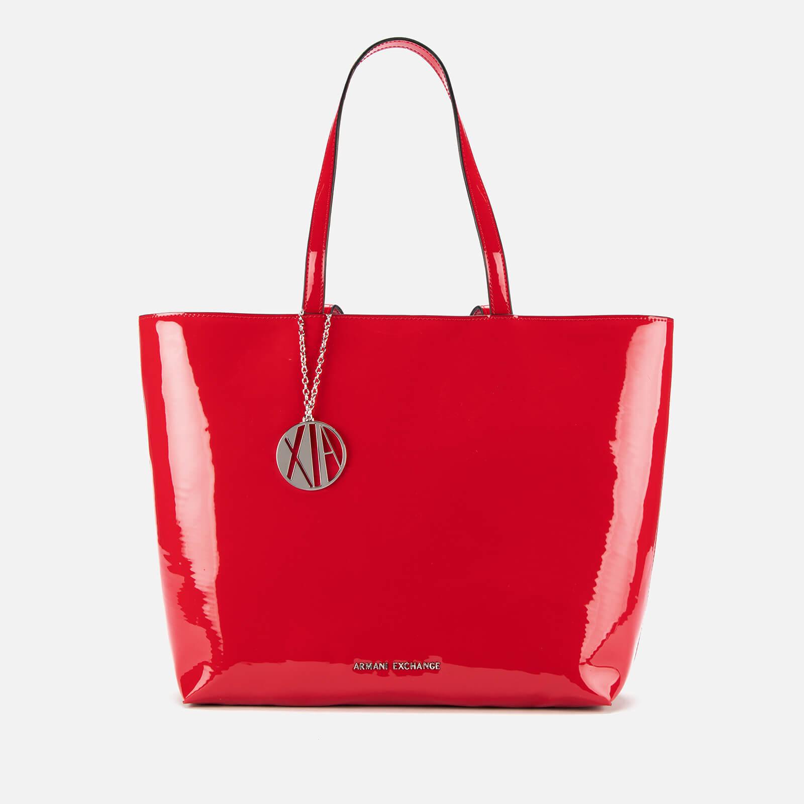 Armani Exchange Patent Shopping Tote Bag in Red | Lyst
