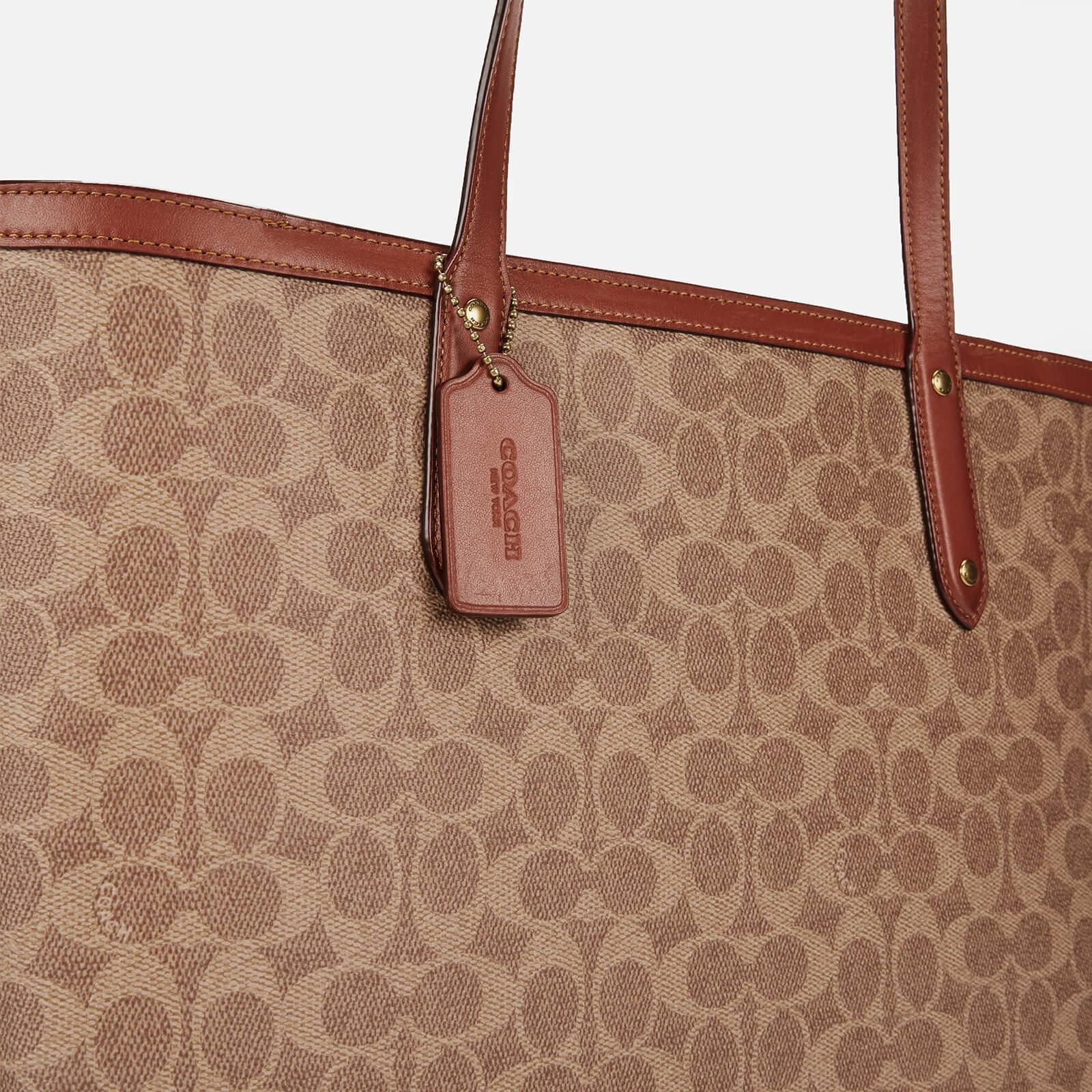COACH Coated Canvas Signature Central Tote Bag in Brown