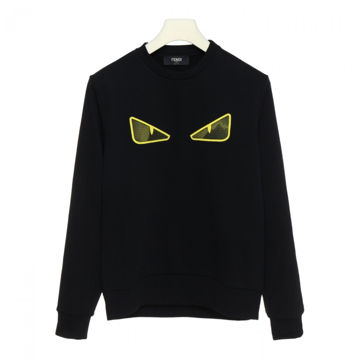 Fendi Sweatshirt With Net Fluo Yellow Edges Eyes Applique in Black for ...