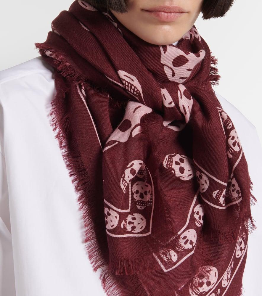 McQueen Skull Fringed Silk Scarf in Red Lyst UK
