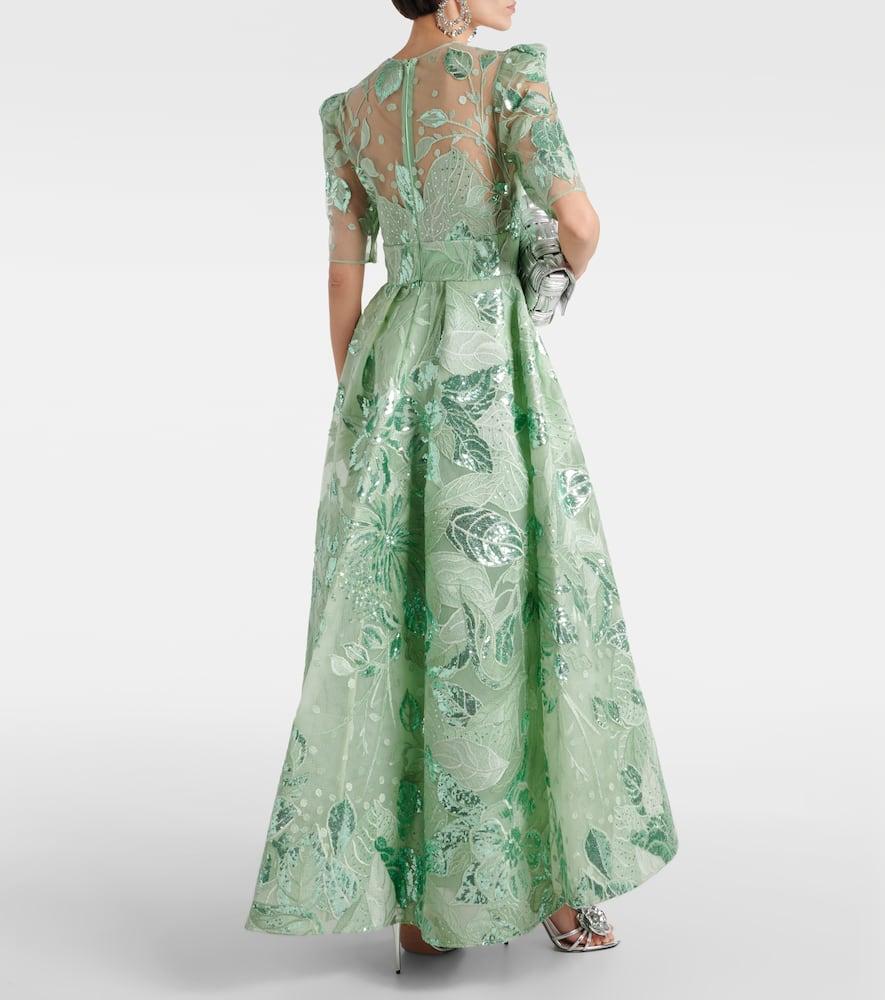 elie saab tulle embroidered midi dress Embroidered Tulle and Macramé Midi Dress – ELIE SAAB main image 0