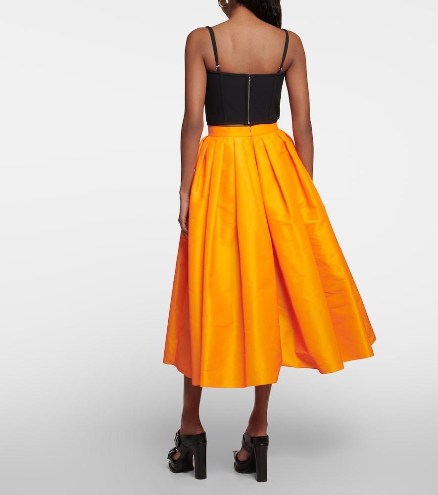 McQueen High-rise Faille Midi Skirt in Orange | Lyst