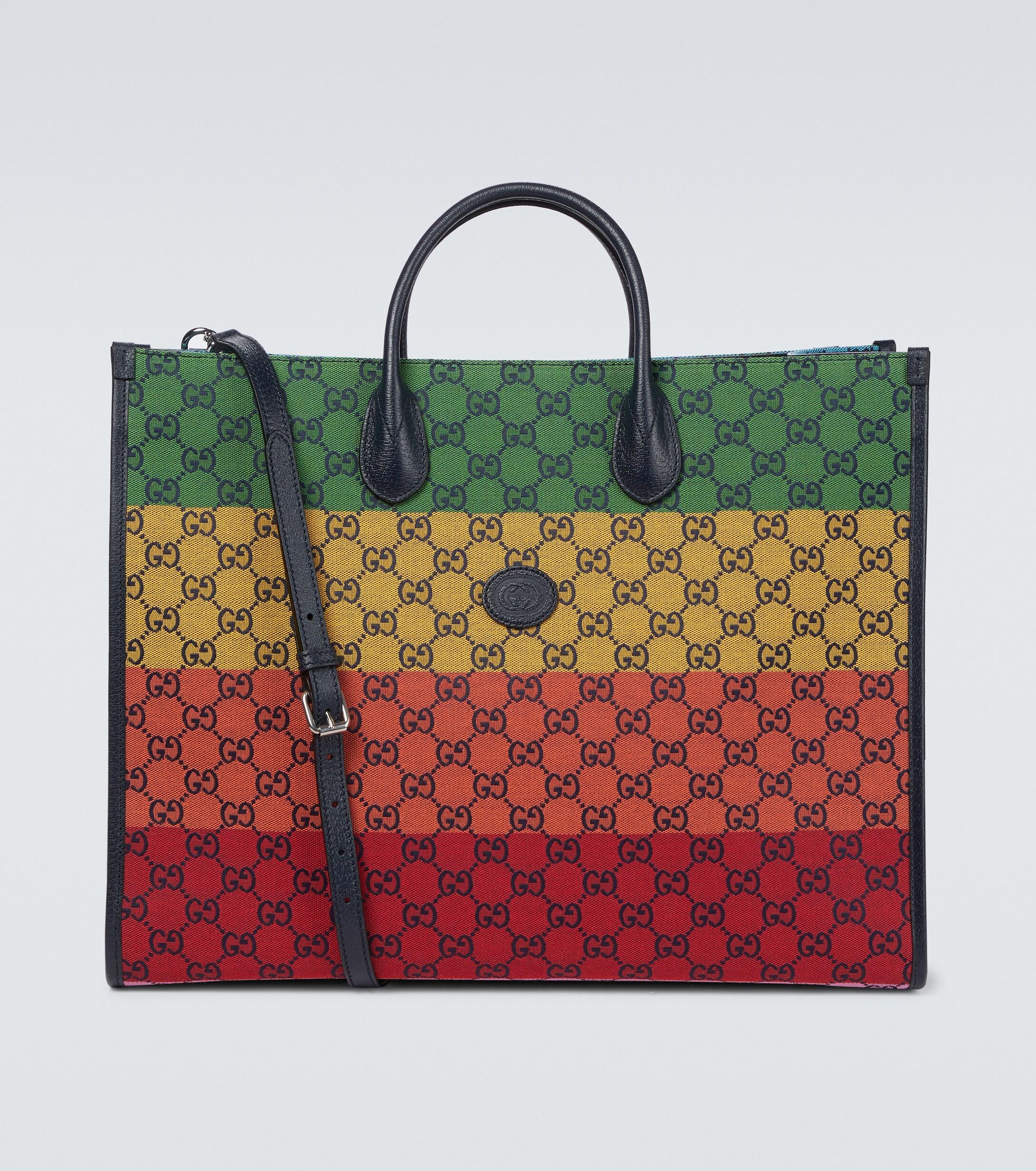 Gucci GG Multicolour Large Tote Bag in Green for Men