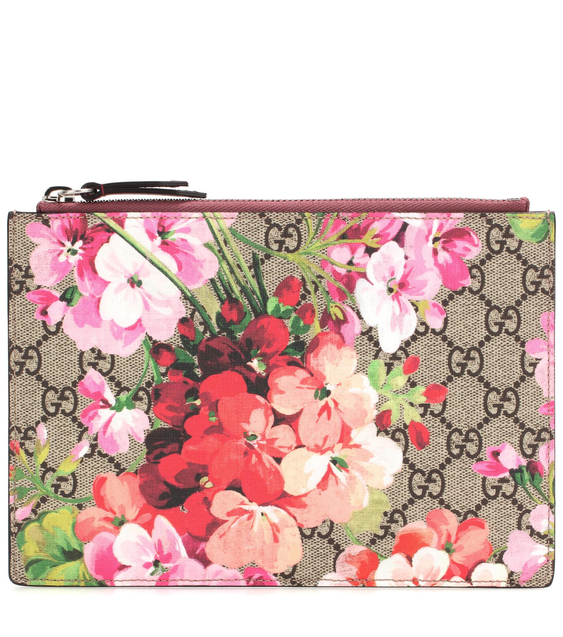 Pochette en toile imprimée GG Blooms Cuir Gucci en coloris Rose - Lyst