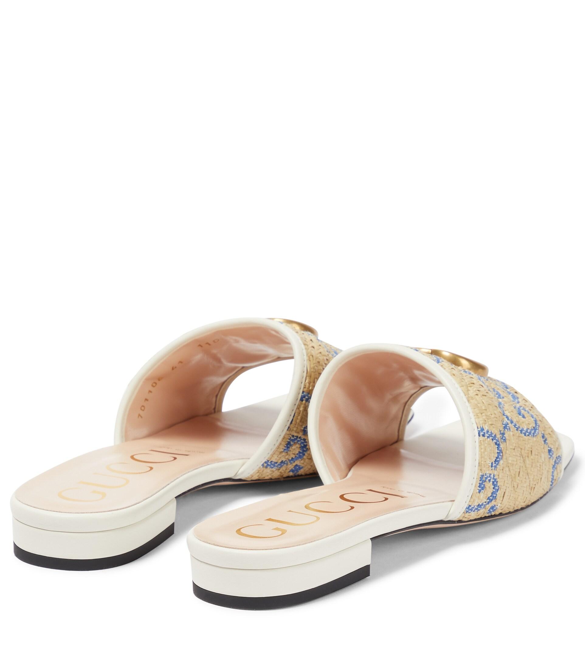 Gucci GG Raffia effect Slides Lyst