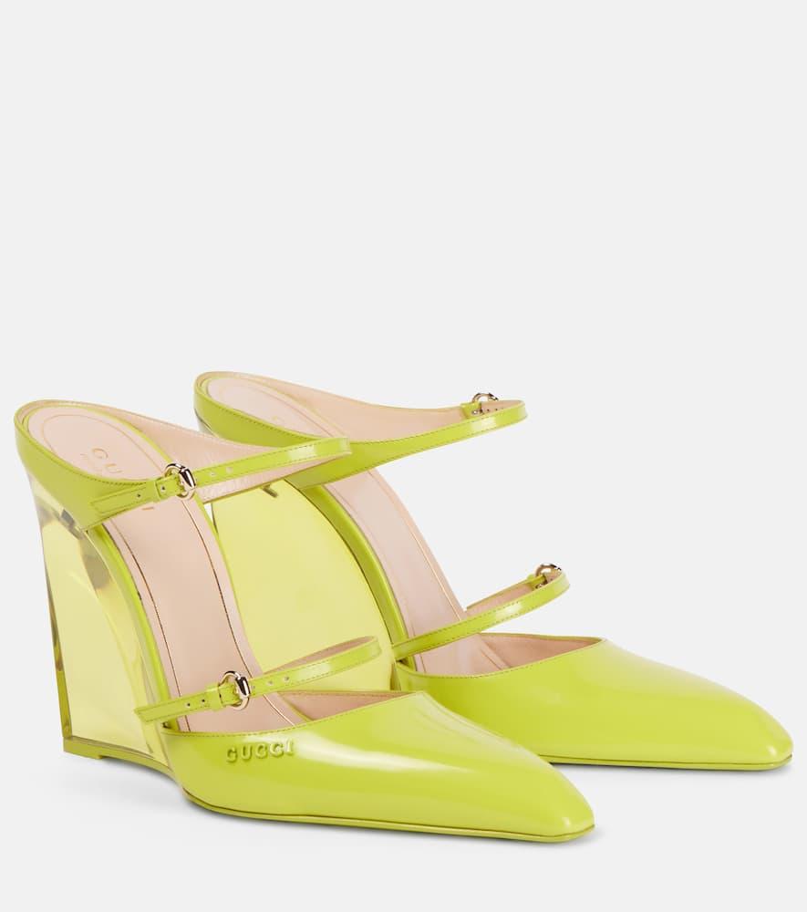 Gucci Neon Yellow Mules Leather Sandals Gucci Yellow Size 39 IT In