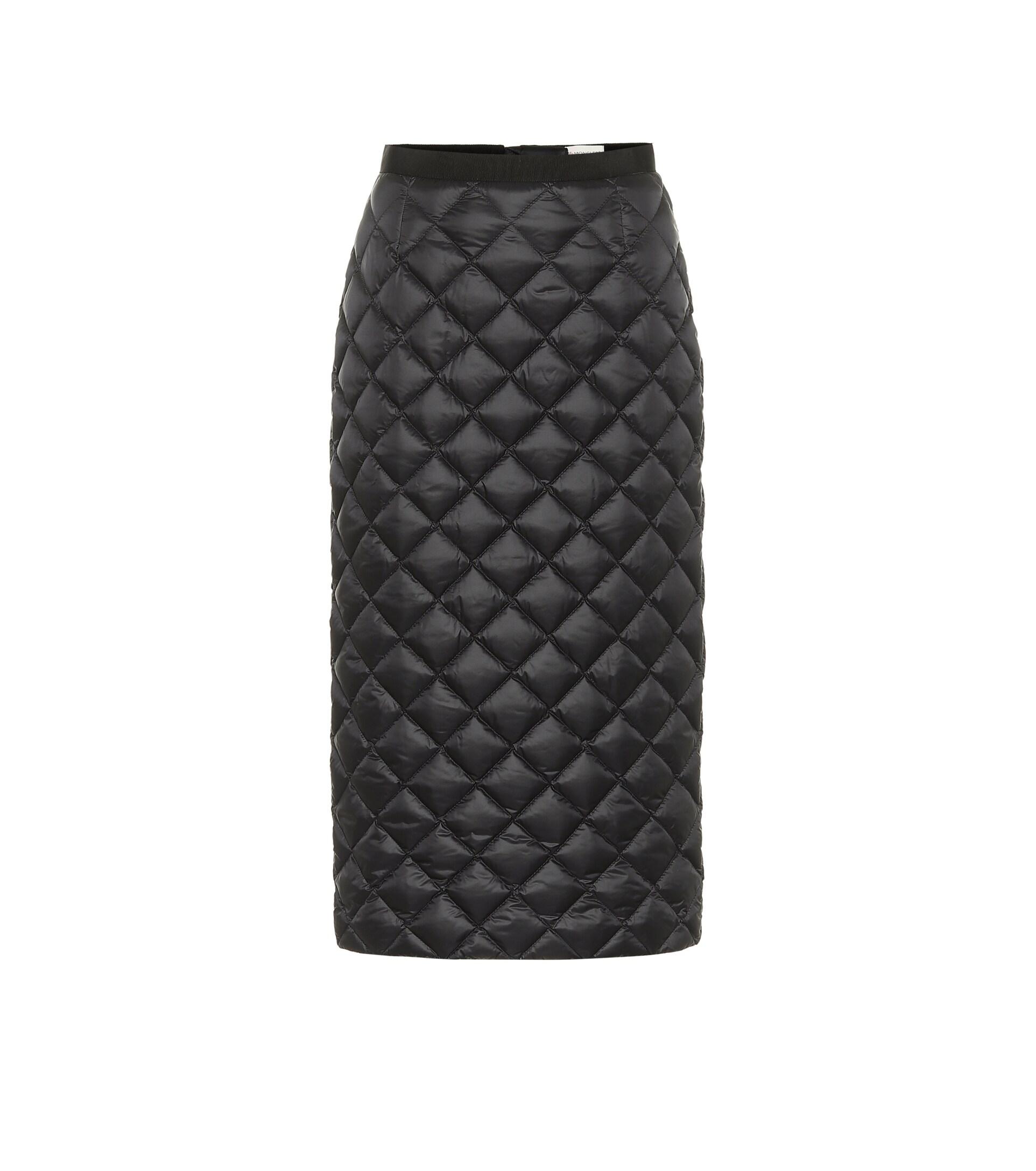Moncler Quilted Down Pencil Skirt in Black | Lyst