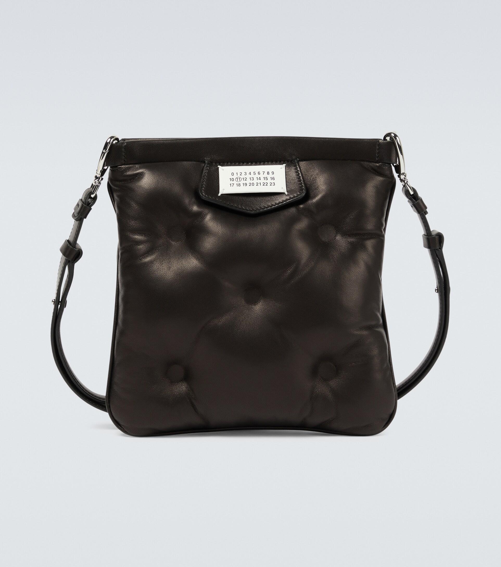 Maison Margiela Glam Slam Flat Leather Shoulder Bag in Black for