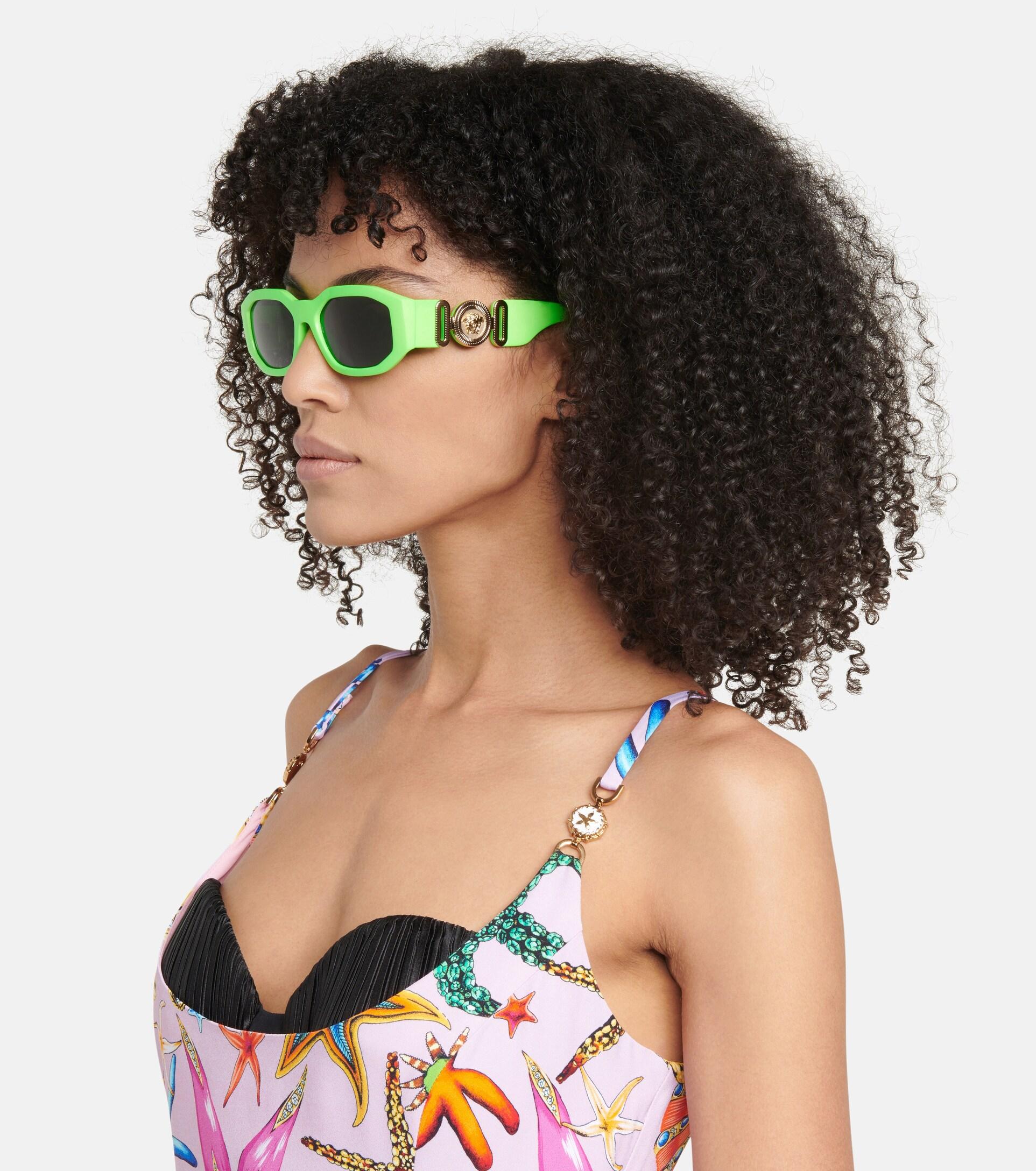 Versace Logo Sunglasses in Green | Lyst