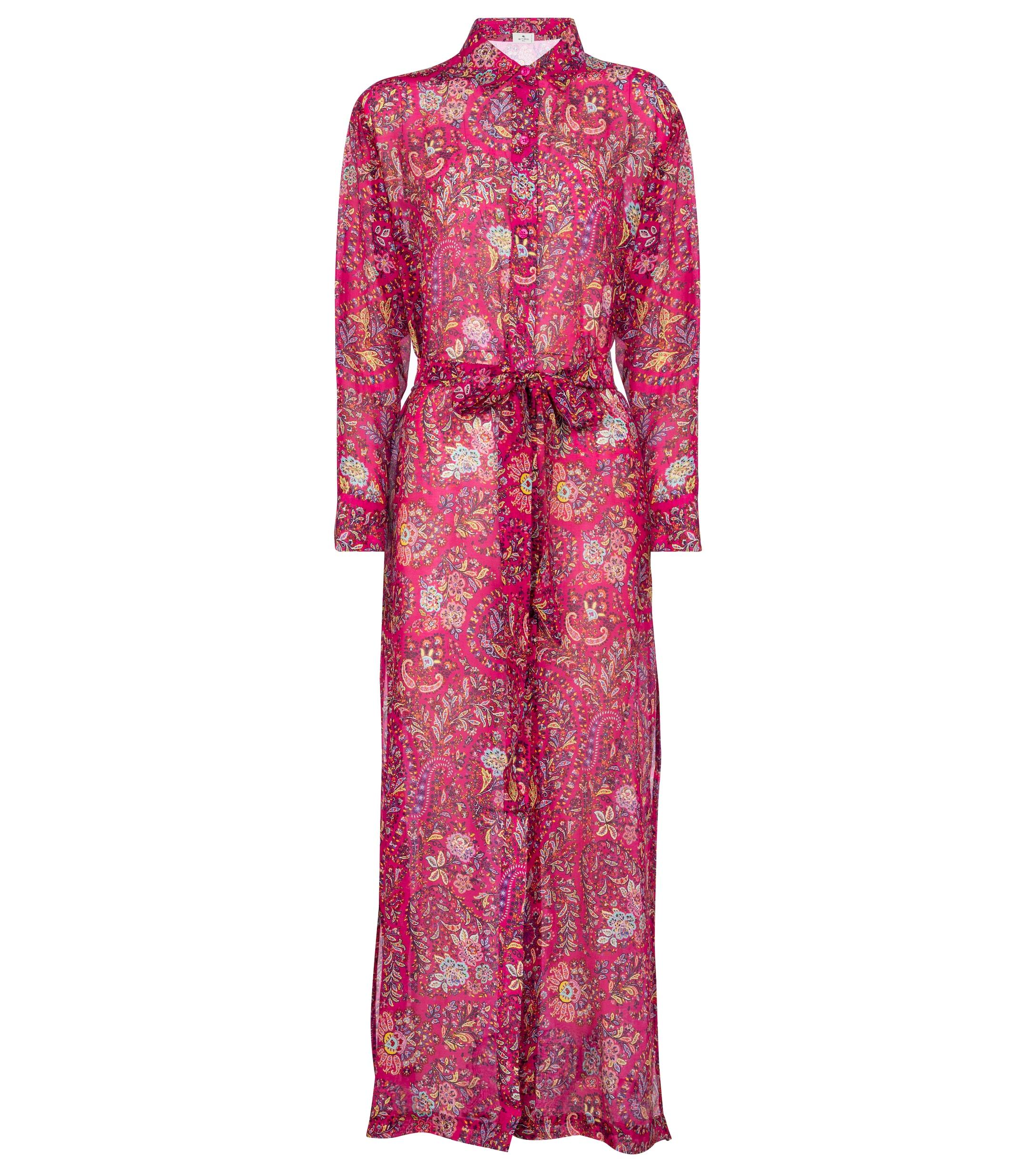 Robe Chemise En Coton Et Soie A Fleurs Etro En Coloris Rose 30 De Reduction Lyst