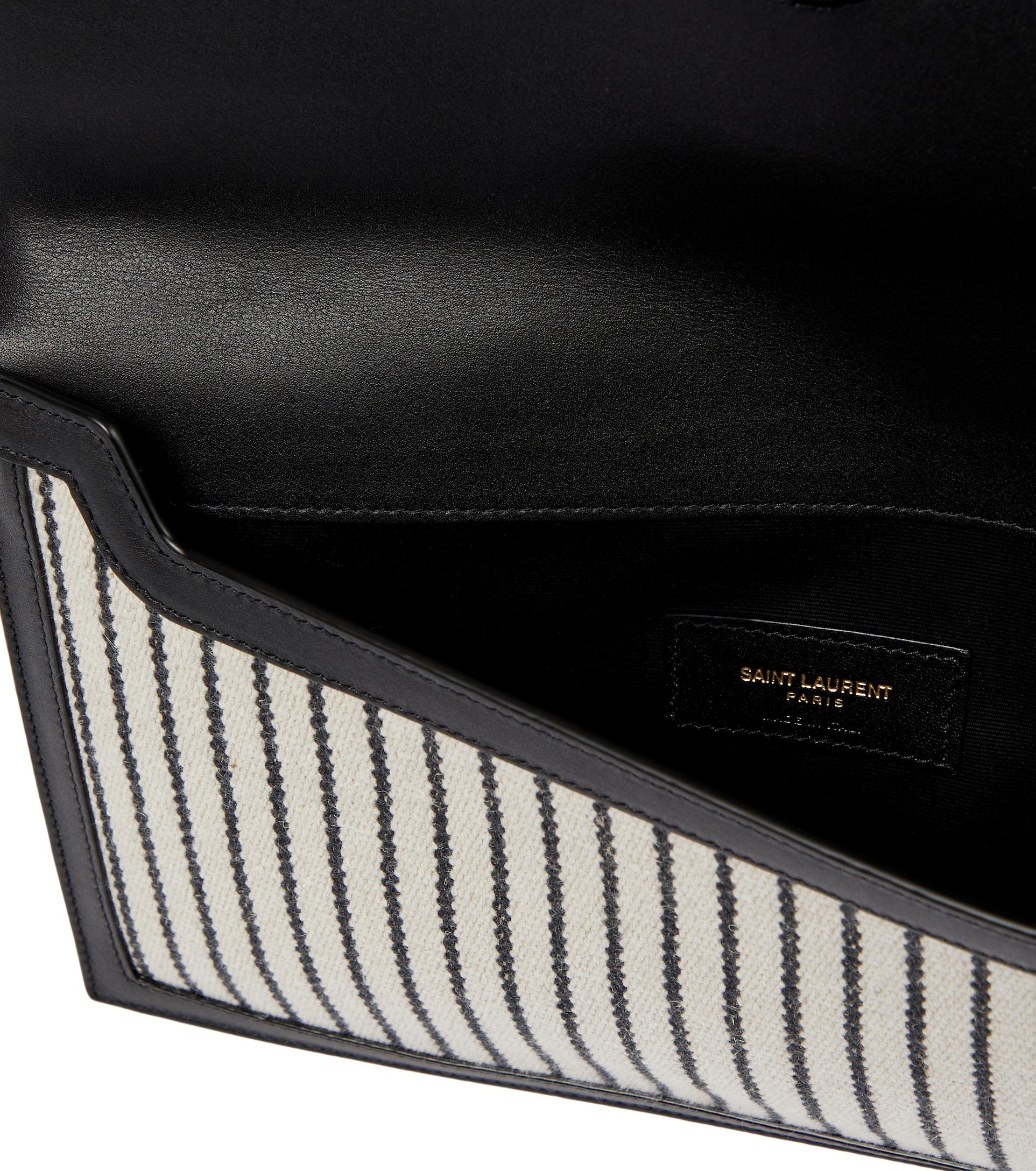 Uptown Leather Clutch in Black - Saint Laurent