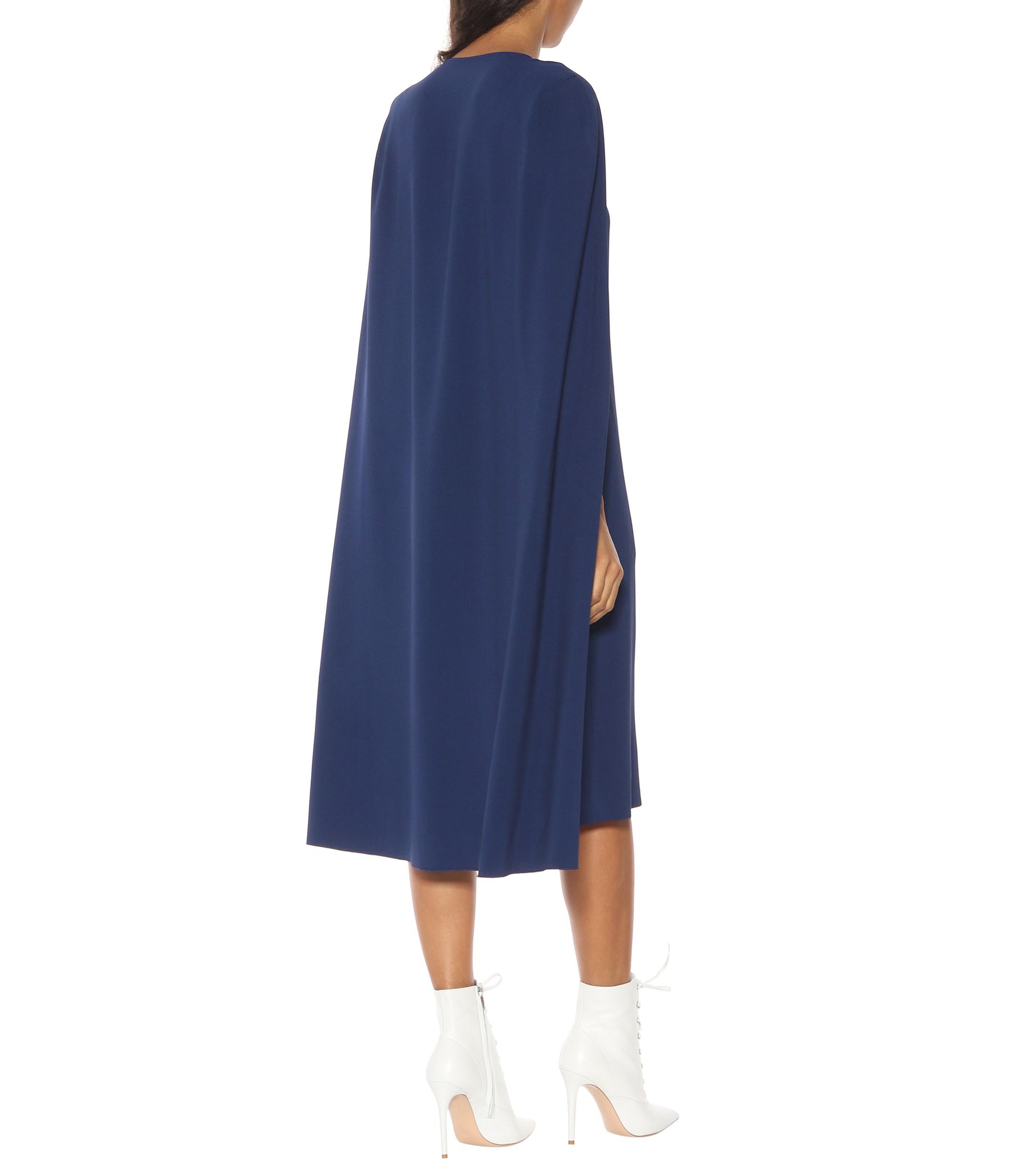 Stella McCartney Synthetic Cape Midi Dress in Blue - Lyst