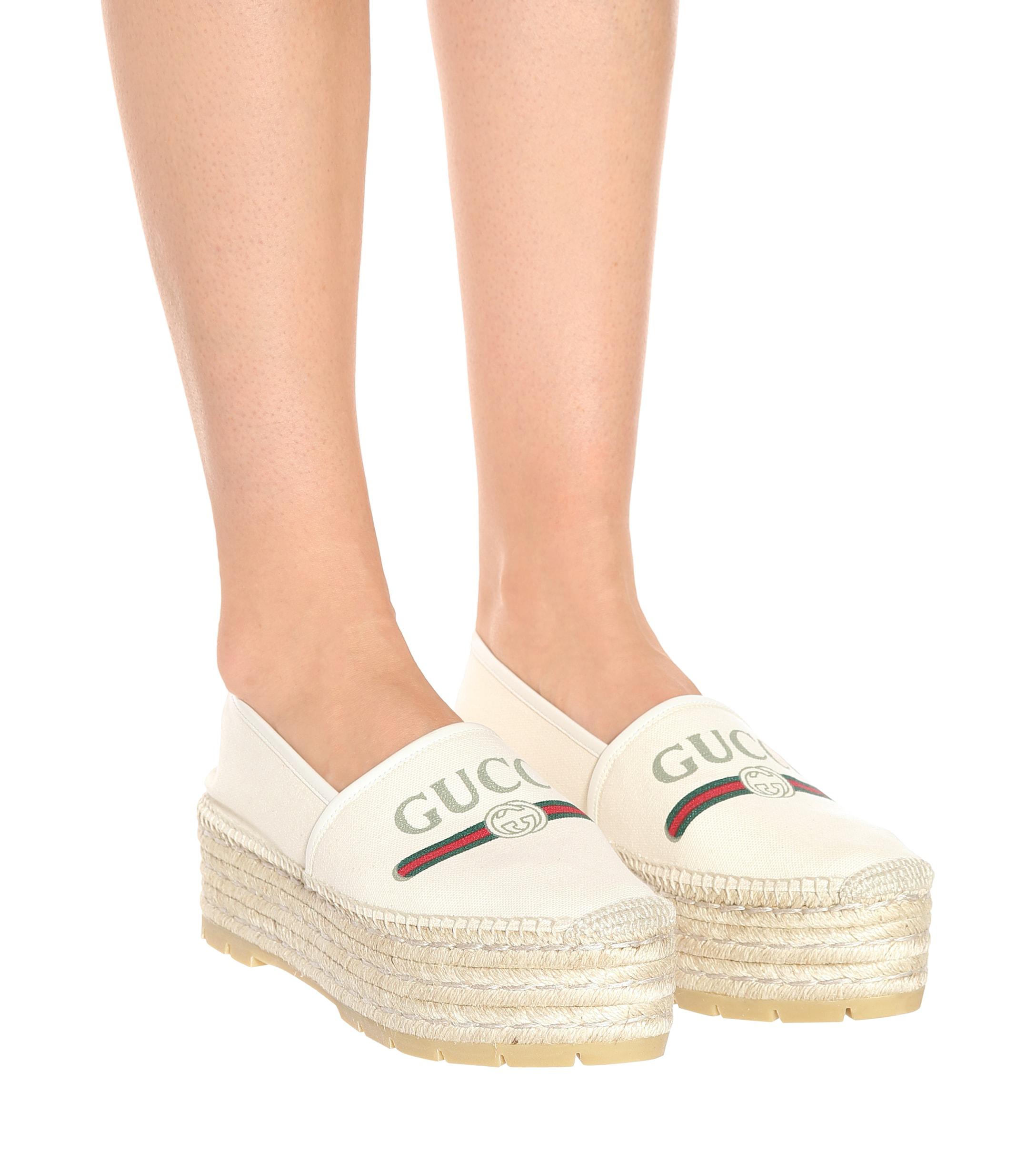 White canvas platform women's espadrilles Clearance