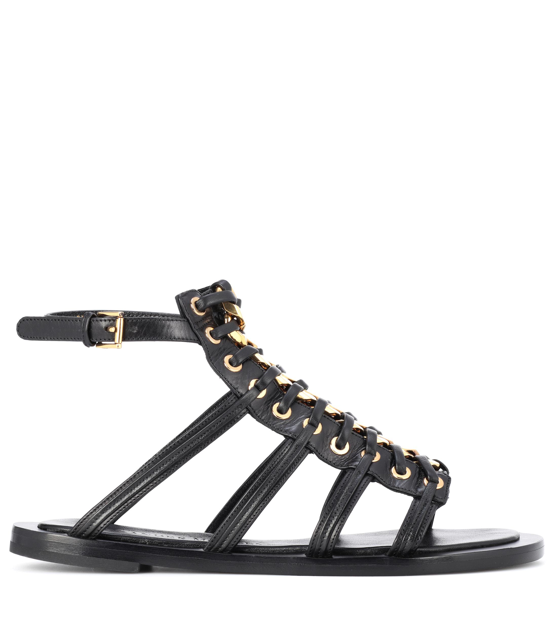 Alexander McQueen Leather Gladiator Sandals in Black - Lyst